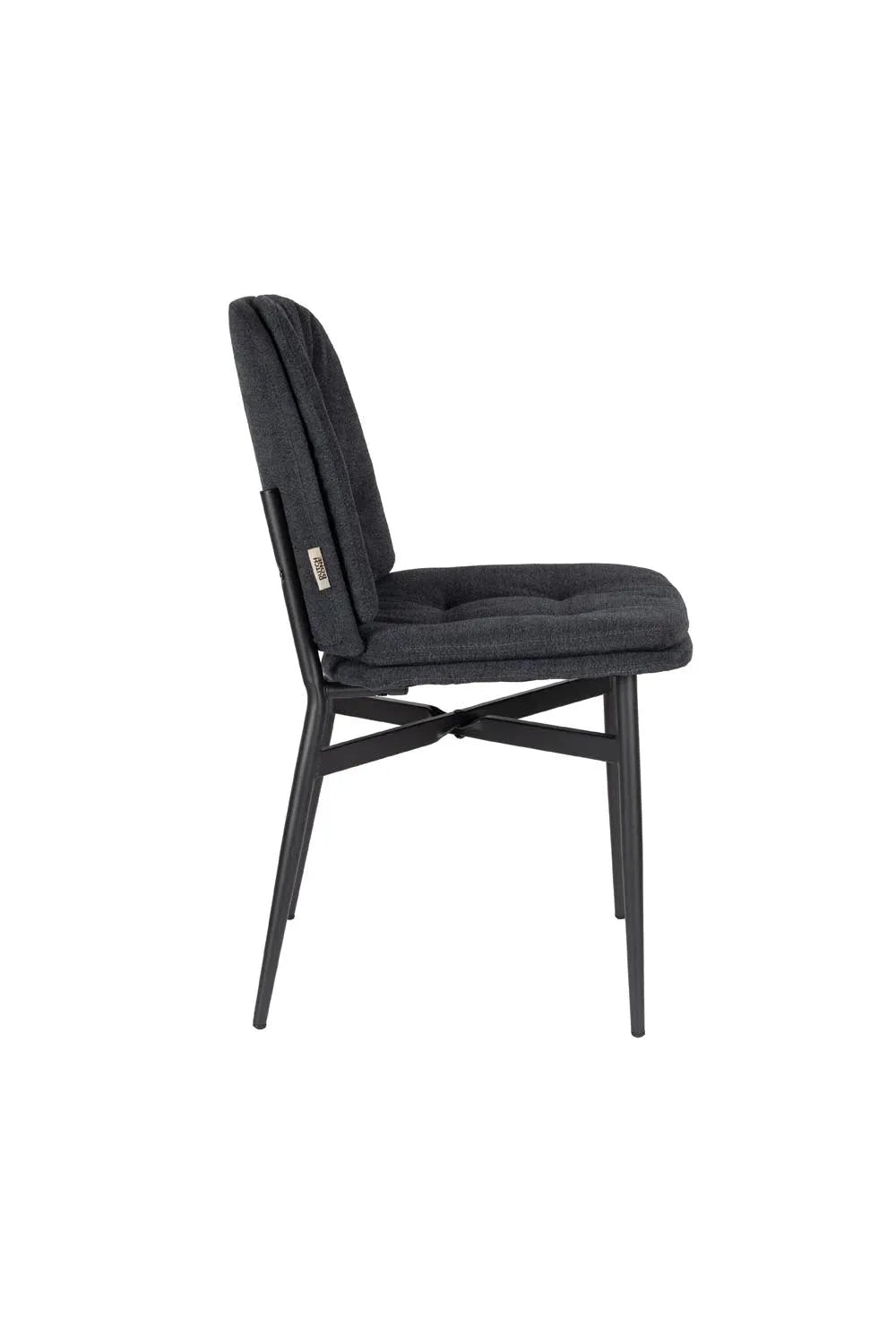 Eleganter Jade Stuhl: Samtige Sitzfläche auf stabilem Metallgestell.