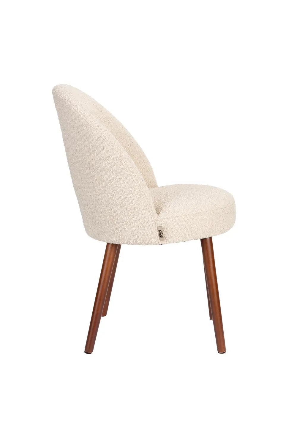 Eleganter Bouclé-Stuhl Barbara in Beige von Dutchbone für Ihr Zuhause.