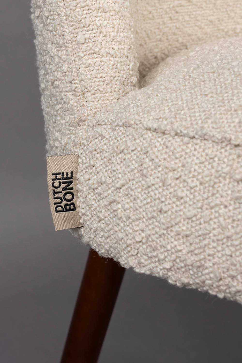 Dutchbone Barbara: Bouclé-Stuhl in Beige für stilvolle Eleganz.