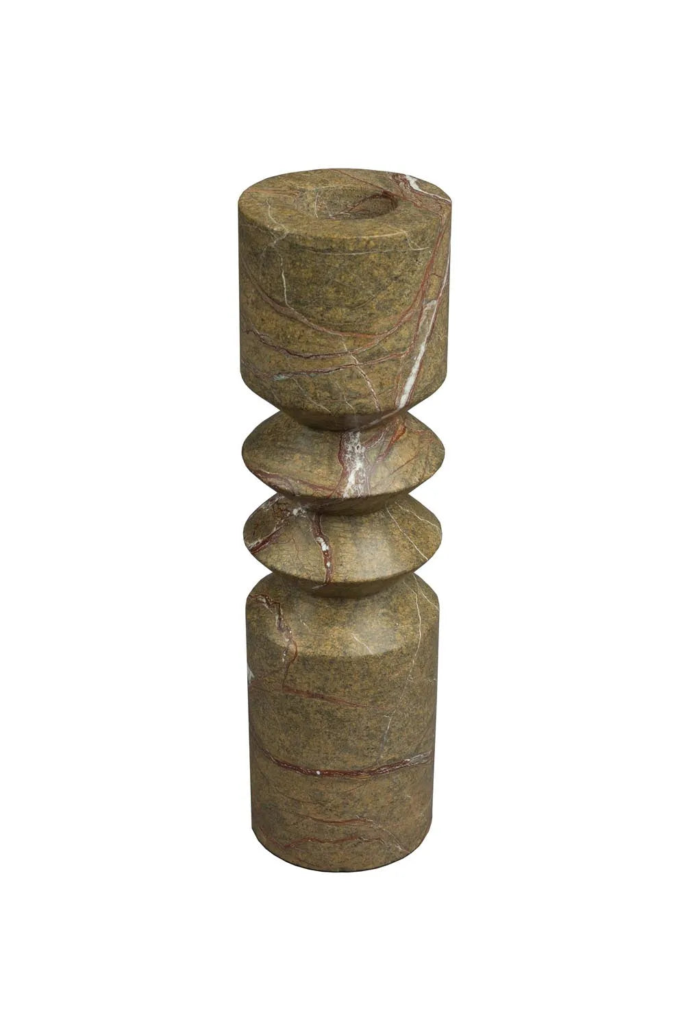 Eleganter Satpura Kerzenständer aus braunem Marmor von Dutchbone: Einzigartiges Design, Vintage-Touch, einladende Atmosphäre.