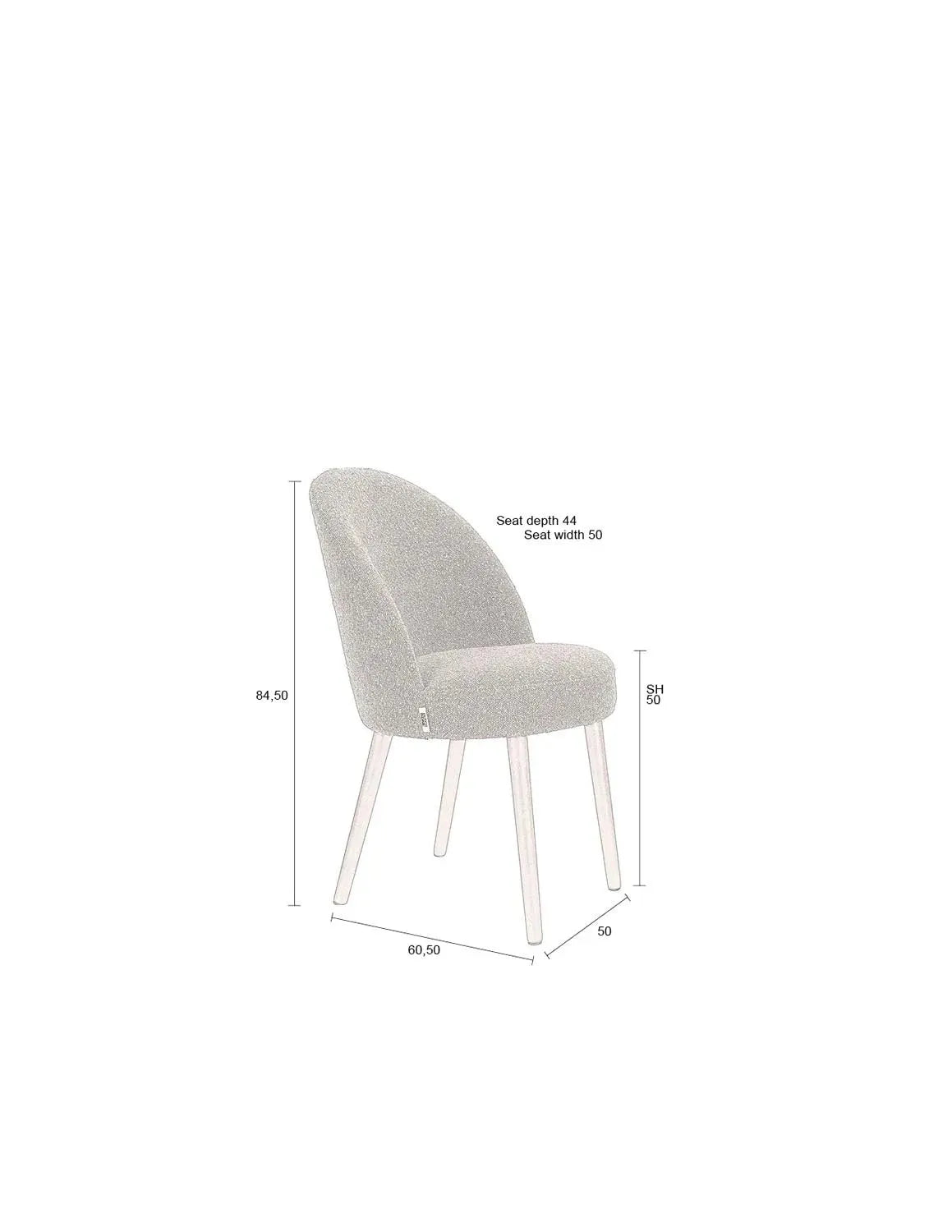 Eleganter Boucle-Stuhl in Ocker von Dutchbone für stilvolles Ambiente.