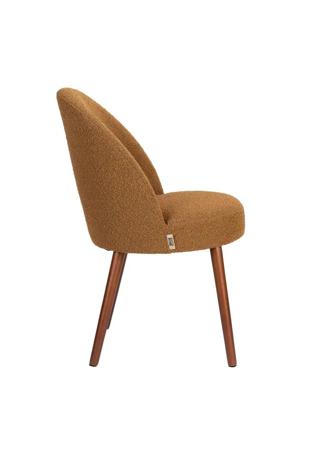 Dutchbone Barbara: Boucle-Stuhl in Ocker für zeitlose Eleganz.