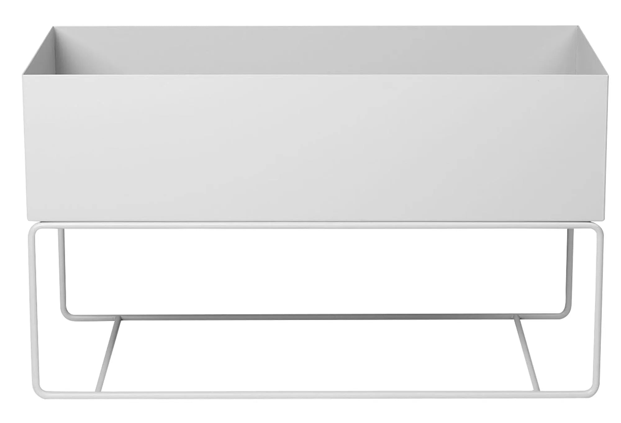Großer Plant Box-Behälter aus pulverbeschichtetem Metall, ideal für Pflanzen, Aufbewahrung und als Sitzgelegenheit.
