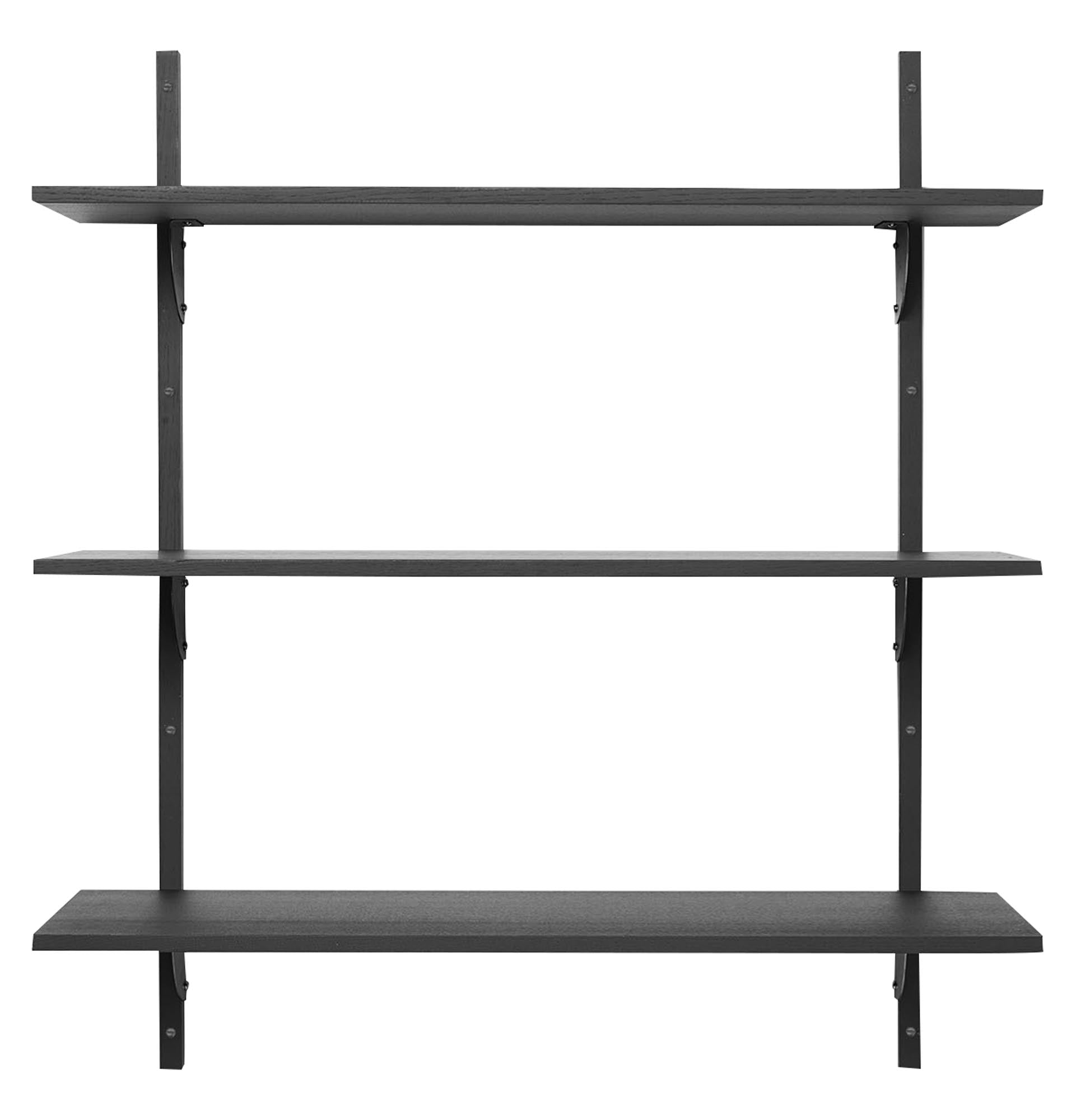 Sector Wandregal Triple in Schwarz / Schwarzes Messing präsentiert im Onlineshop von KAQTU Design AG. Wandregal ist von Ferm Living