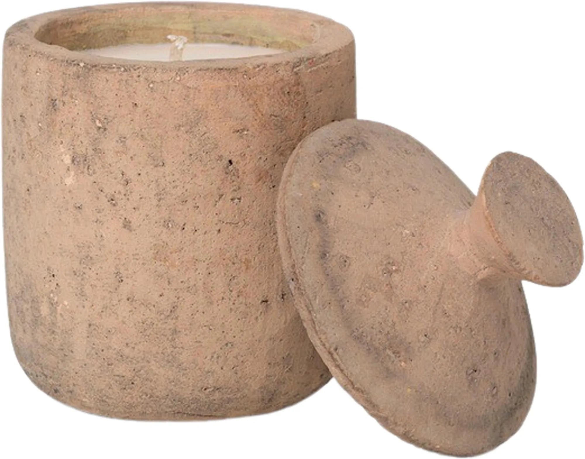 Elegante Ura-Duftkerze von Ferm Living mit natürlichem Terrakotta-Deckel.