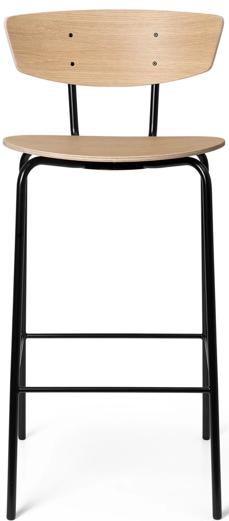 Eleganter Herman Counter Barstuhl: FSC-zertifiziert, geschwungene Linien, gewölbte Rückenlehne, ideal für lange Abende.