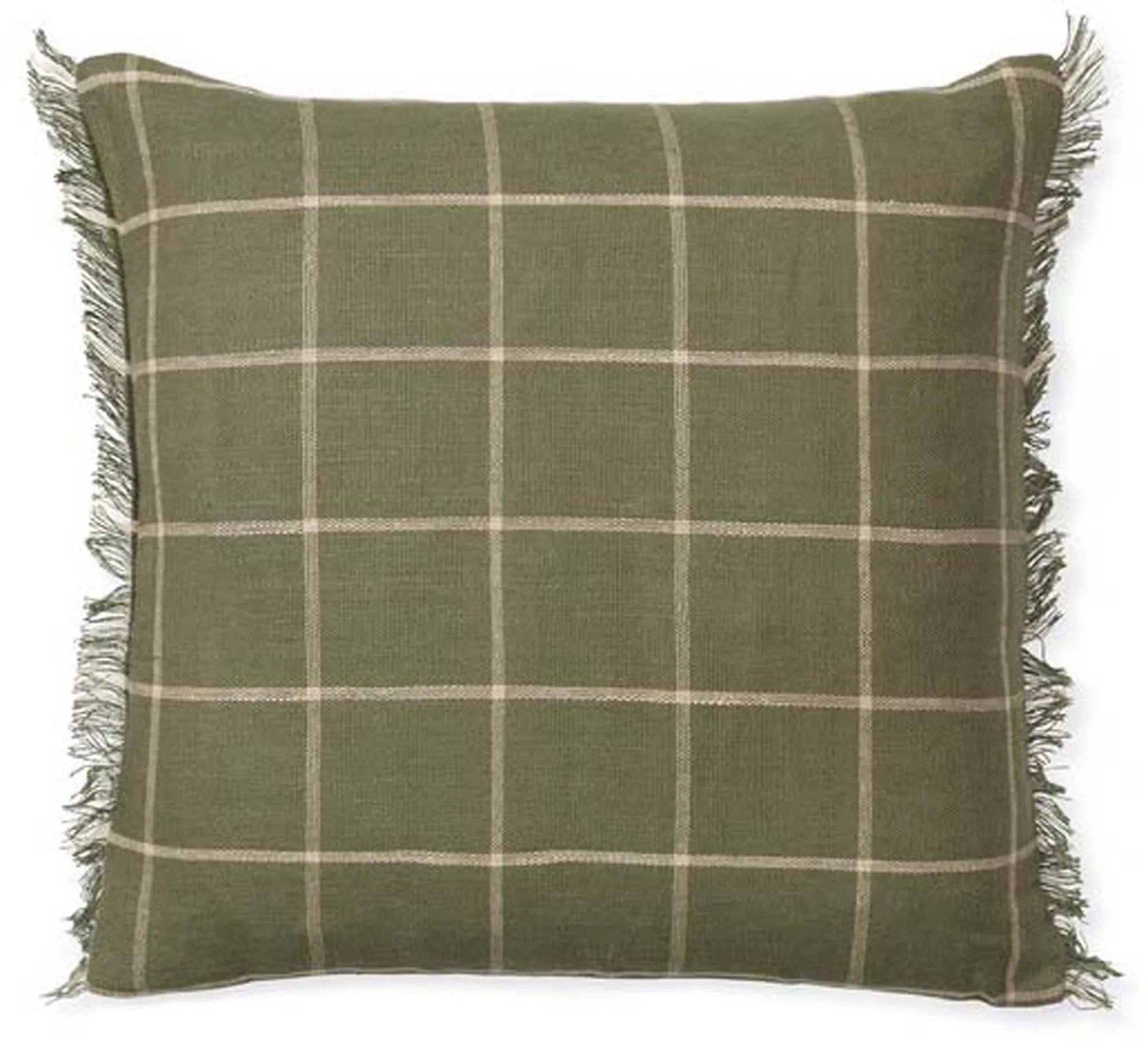 Elegantes Calm Kissen von Ferm Living: Baumwolle-Leinen-Mix, atmungsaktiv, harmonische Farben, vielseitig, pflegeleicht.