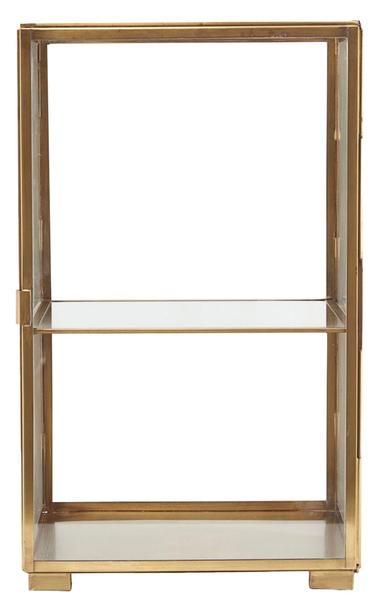 Standregal Schrank Glass als Vitrine mit Messingrahmen und Glasscheiben
