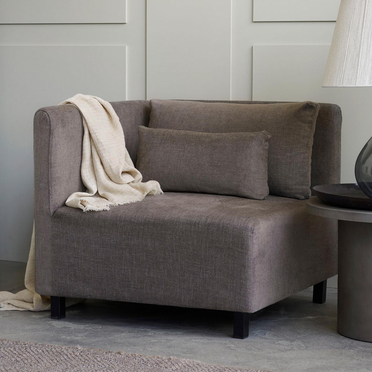 Sofa, Hazel Night, Eckteil in Grau/braun präsentiert im Onlineshop von KAQTU Design AG. Modulares Sofa ist von House Doctor