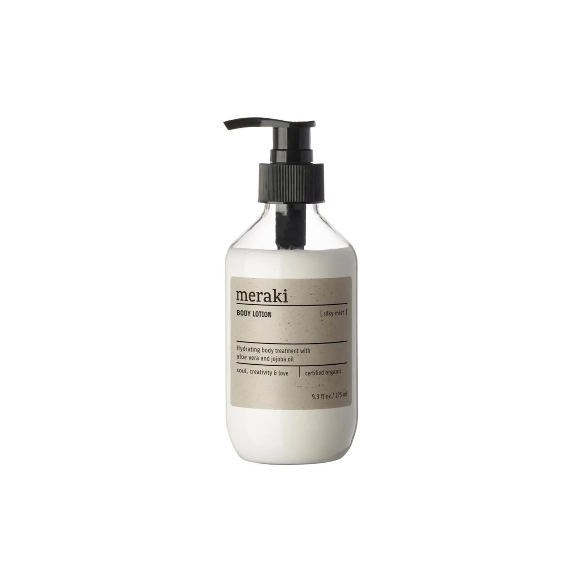 Meraki Silky Mist Body Lotion: Luxuriöse Feuchtigkeitspflege mit Bio-Aloe Vera, Jojobaöl & Kakaobutter. Für seidig-weiche Haut.