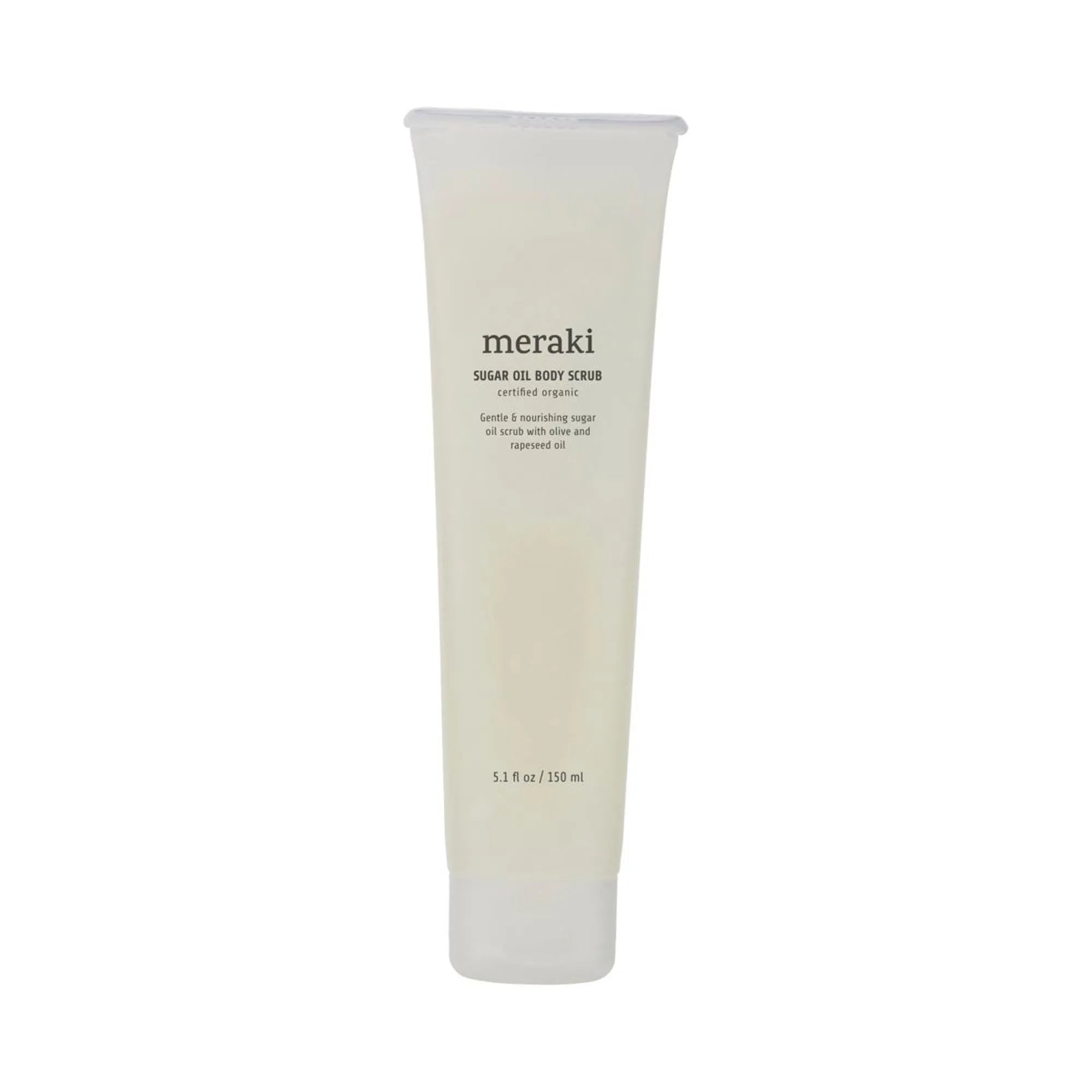 Luxuriöses Zucker & Öl Body Scrub von Meraki: Sanfte Exfoliation, feuchtigkeitsspendend, für strahlende Haut.