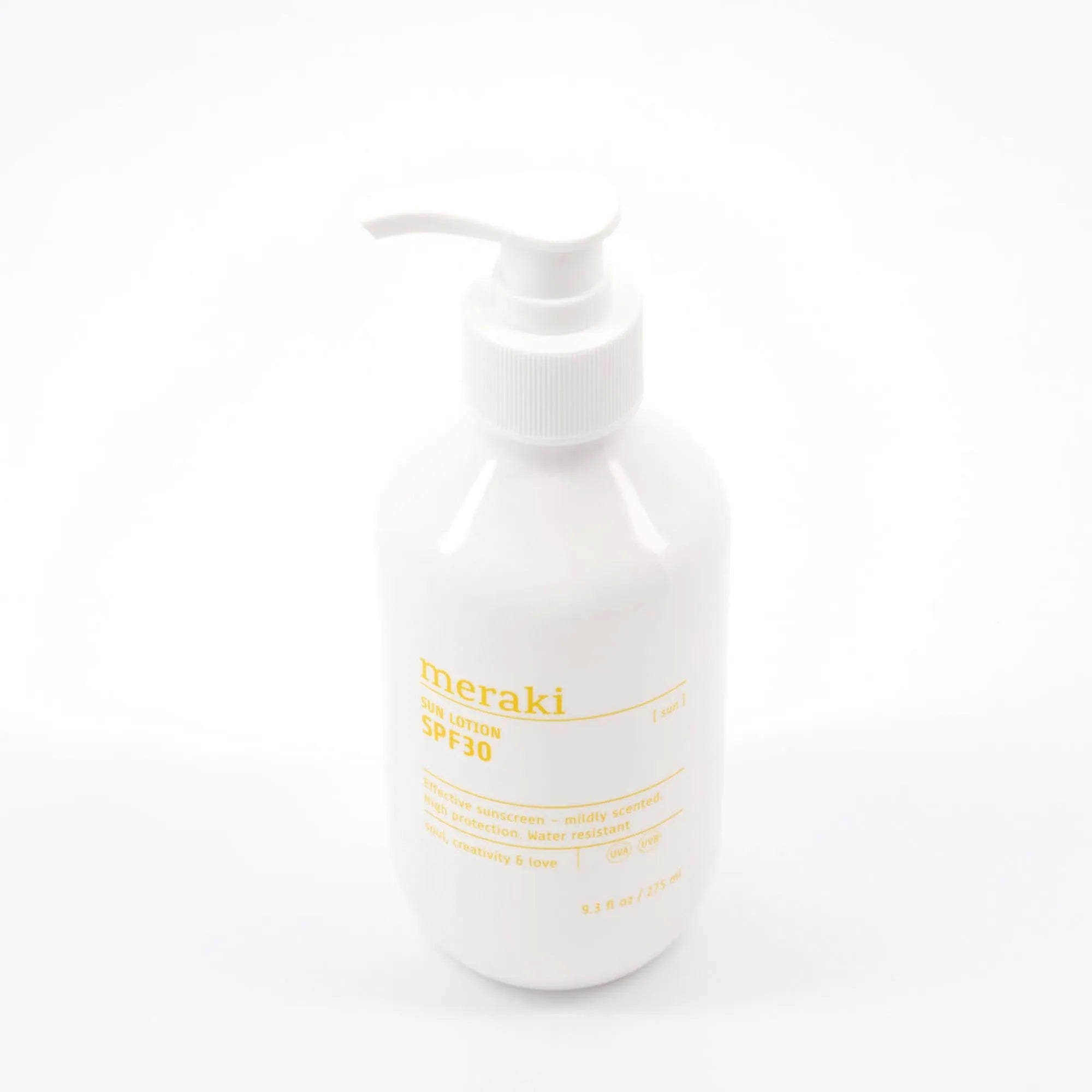 Meraki Sun Lotion: Effektiver SPF 30 Schutz, wasserfest, mit erfrischendem Minz-Moschus-Duft, vegan und pflegend.