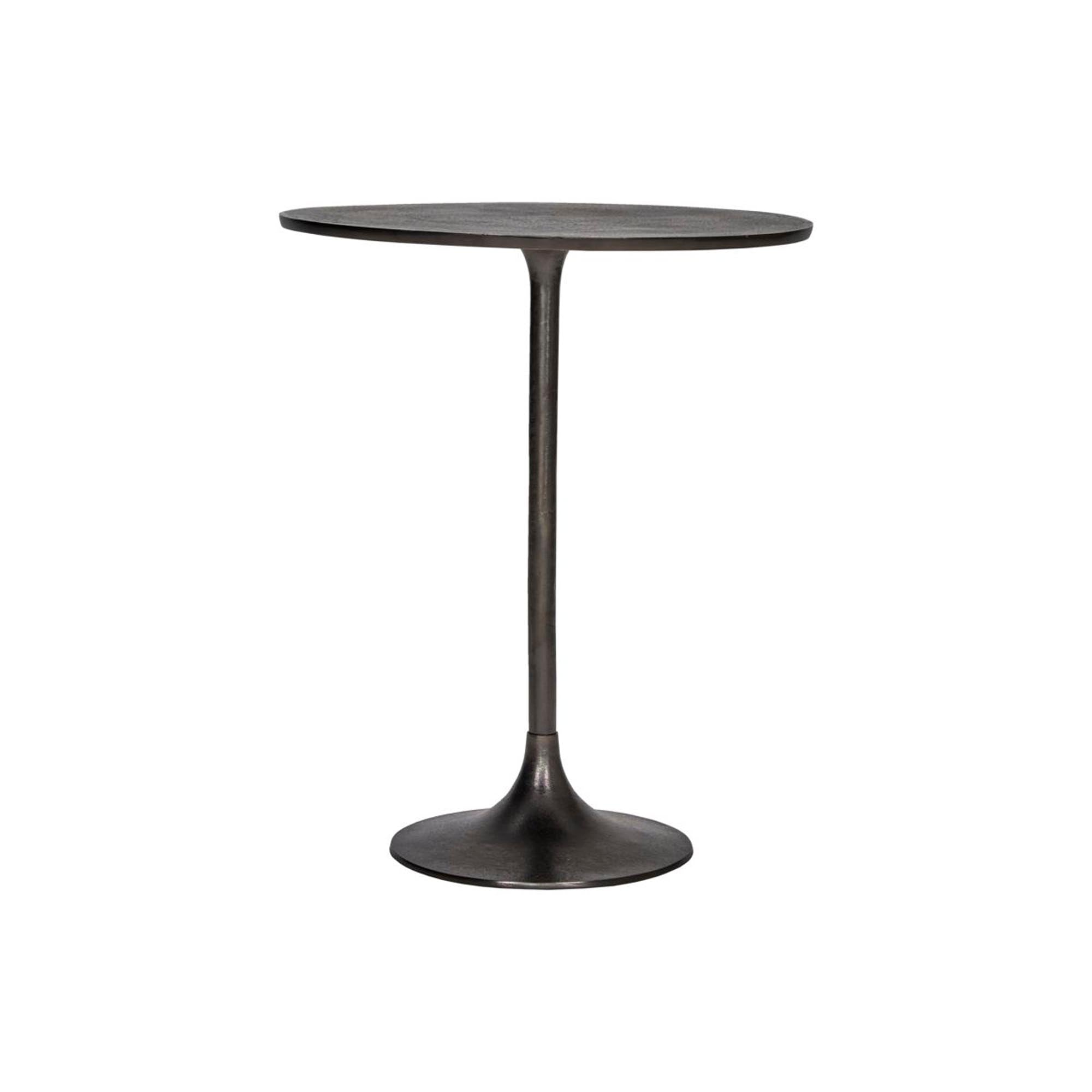 Stilvoller, runder Esstisch HDPan von House Doctor in Schwarz, aus langlebigem Aluminium, ideal für kleine Räume.