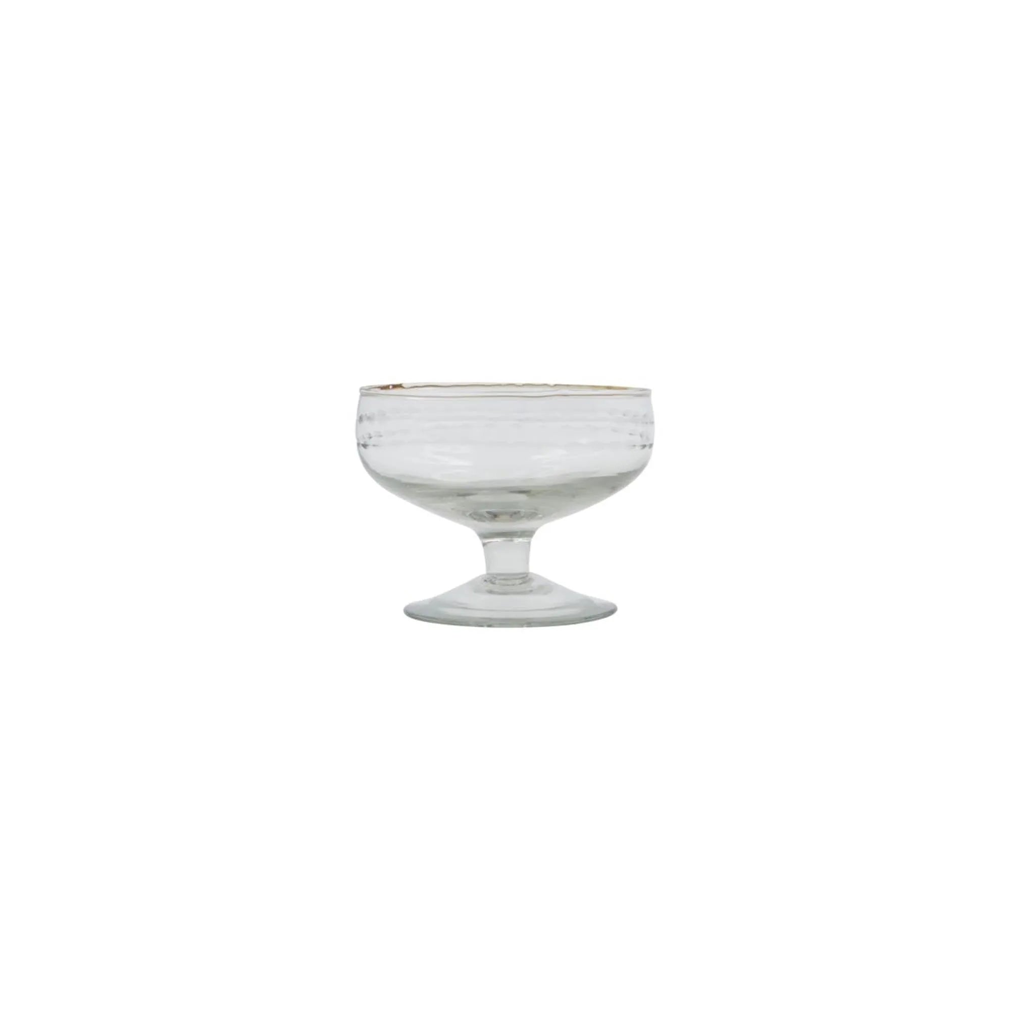 Elegante, mundgeblasene Dessertschale aus klarem Glas von House Doctor. Perfekt für stilvolle Präsentationen.