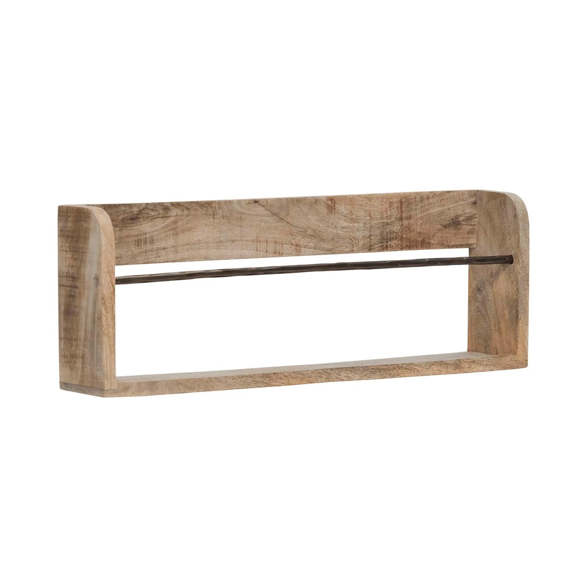 Elegantes Regal aus Mangoholz und Eisen für modernes Wohnen.