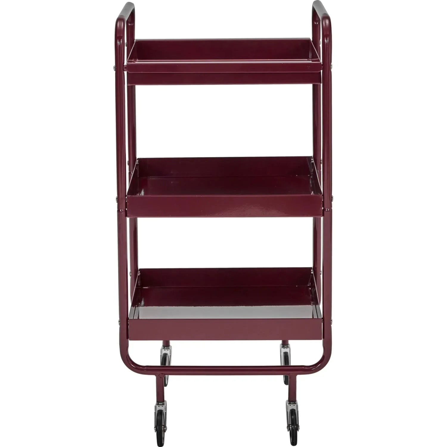Eleganter HDRoll Trolley in Bordeaux von House Doctor: Robuster Stahl, vielseitig, mit abnehmbarem Tablett und 360°-Rollen.