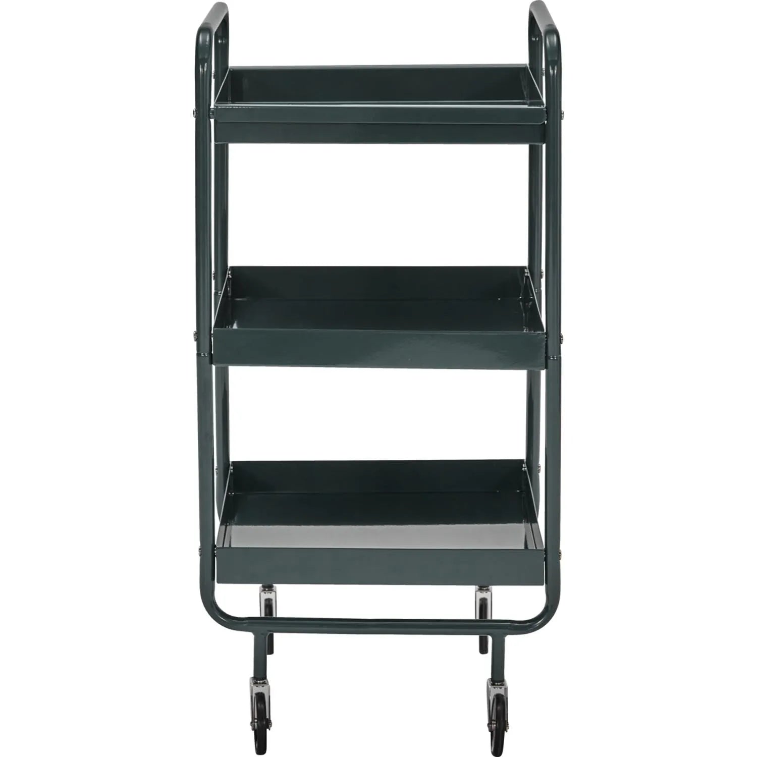 Eleganter HDRoll Trolley von House Doctor: Dunkelgrüner Stahl, abnehmbares Tablett, mobil und stilvoll für jeden Raum.