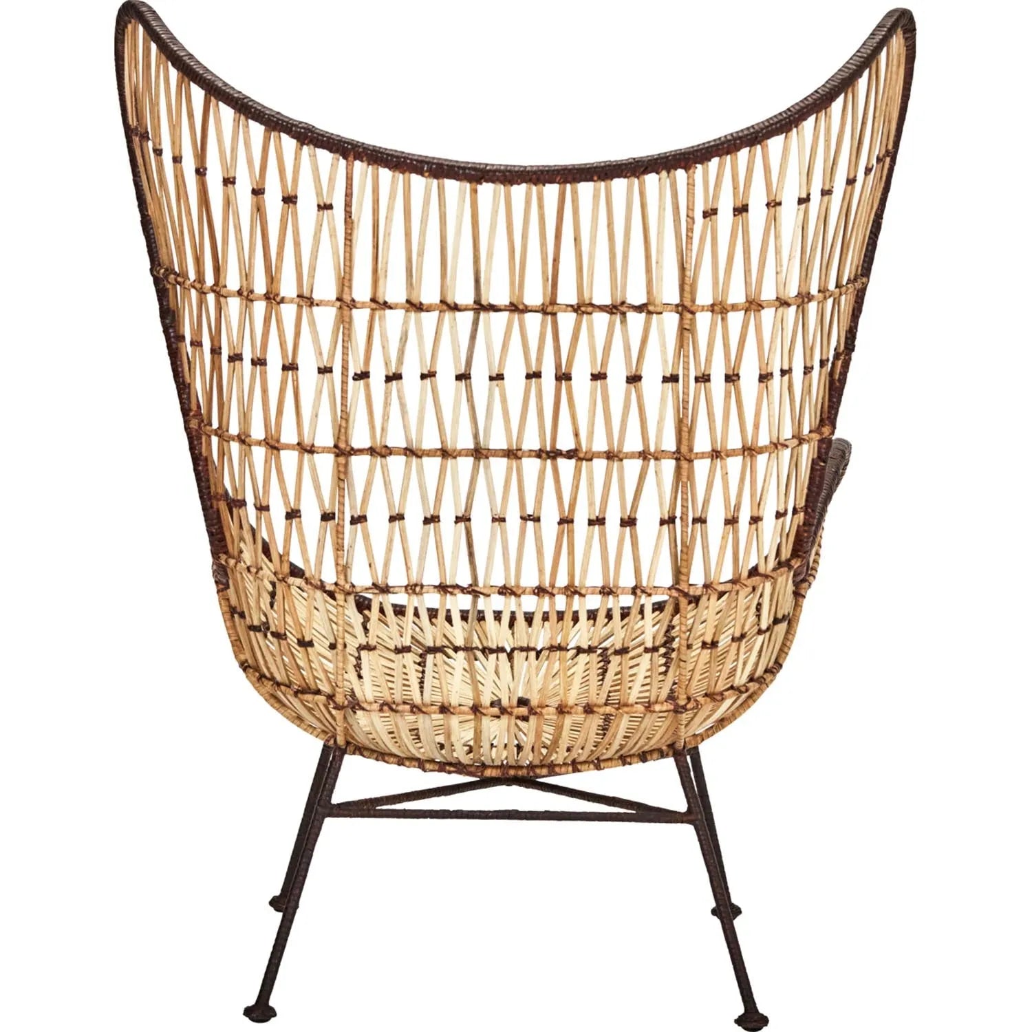 Eleganter Lounge-Sessel aus Rattan und Eisen, vereint Komfort und Stil, ideal für entspannte Stunden in jedem Raum.