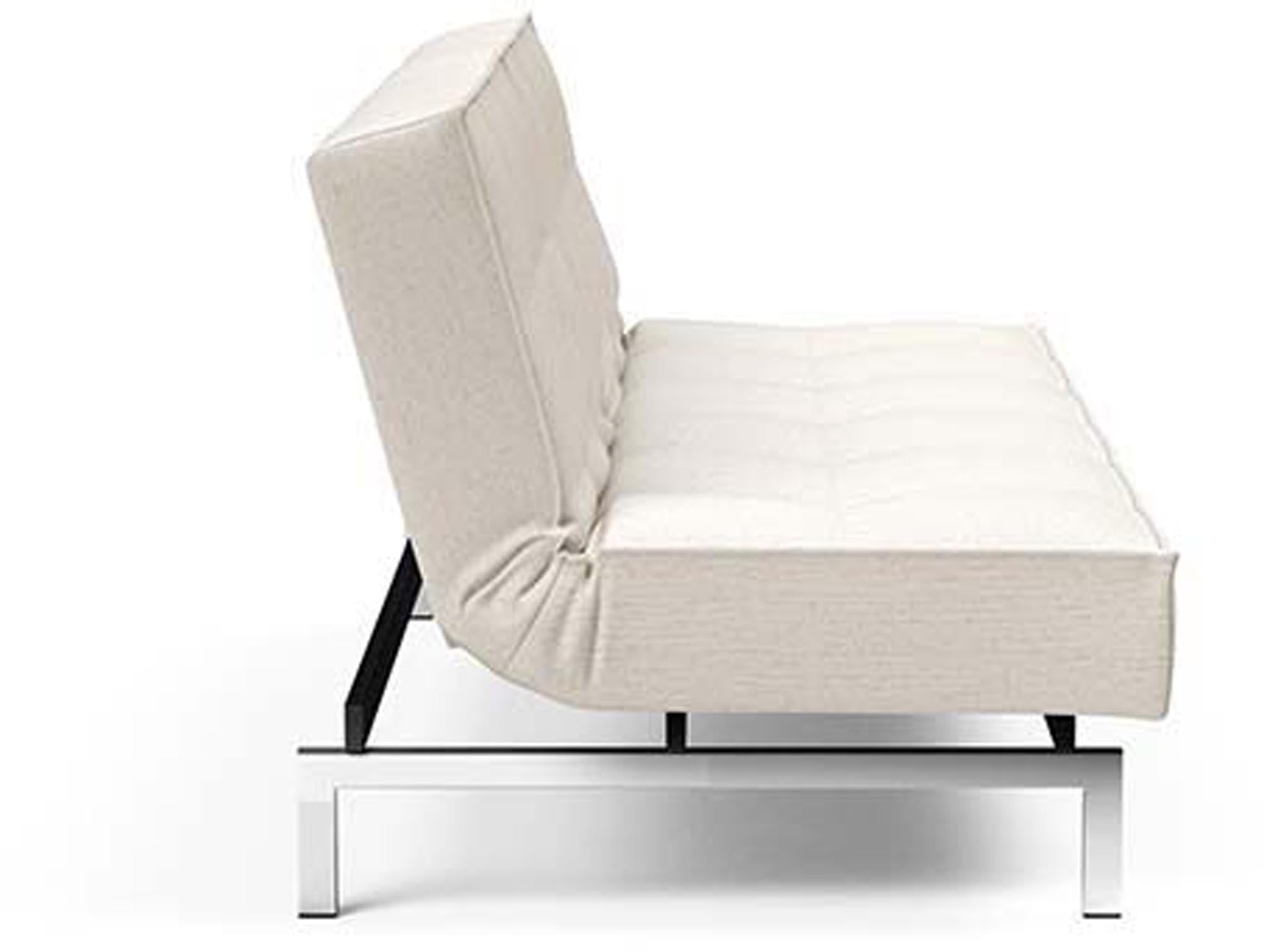 Erleben Sie das elegante Splitback Sofabett 115 Chrom von Innovation Living – ideal für moderne Räume und entspannende Nächte.