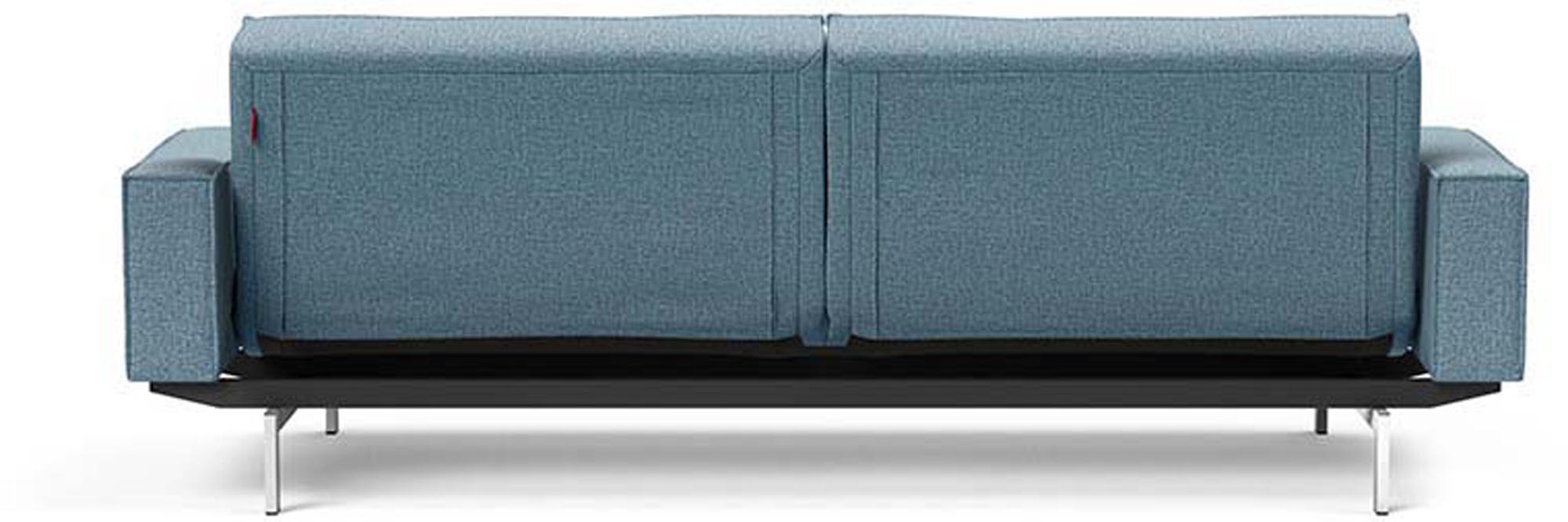Erleben Sie das vielseitige Splitback Sofabett 115 Chrom mit Armlehnen von Innovation Living – perfekt für modernes Wohnen und gemütliche Übernachtungen.