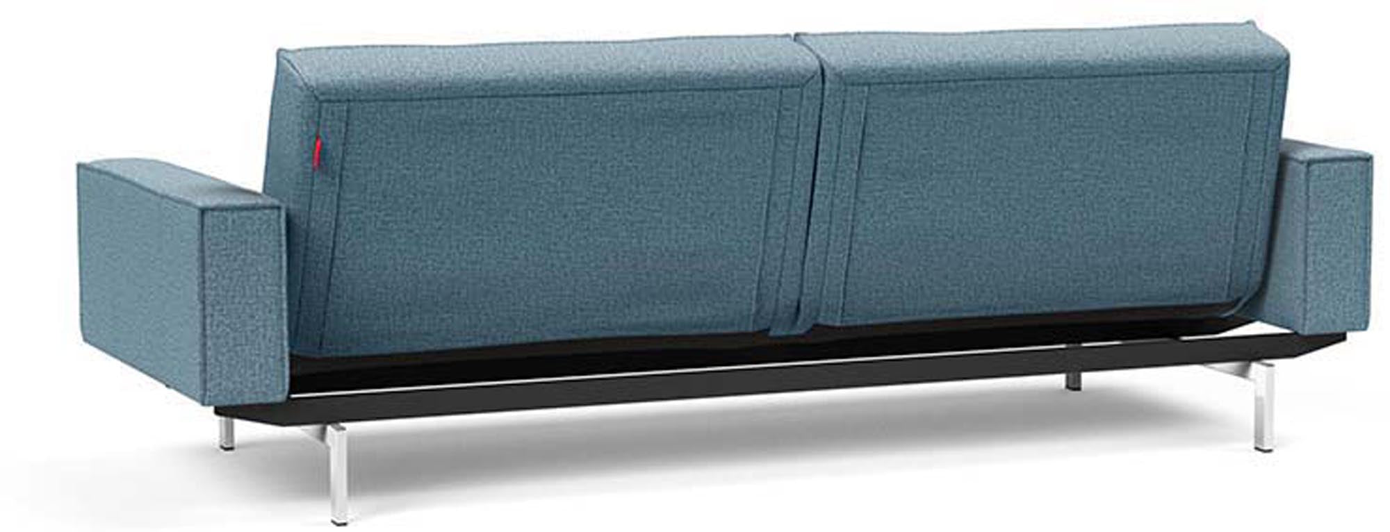 Entdecken Sie das elegante Splitback Sofabett 115 Chrom mit Armlehnen von Innovation Living – ideal für stilvolle Räume und entspannte Nächte.