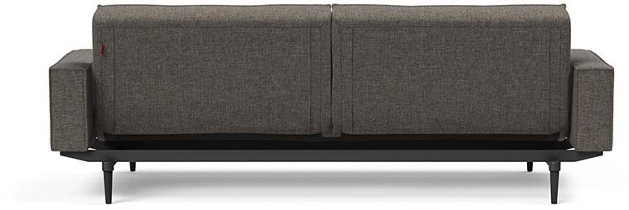 Stylisches Splitback Sofabett 115 Styletto von Innovation Living mit komfortablen Armlehnen – ideal für stilvolle Entspannung und vielseitige Nutzung.