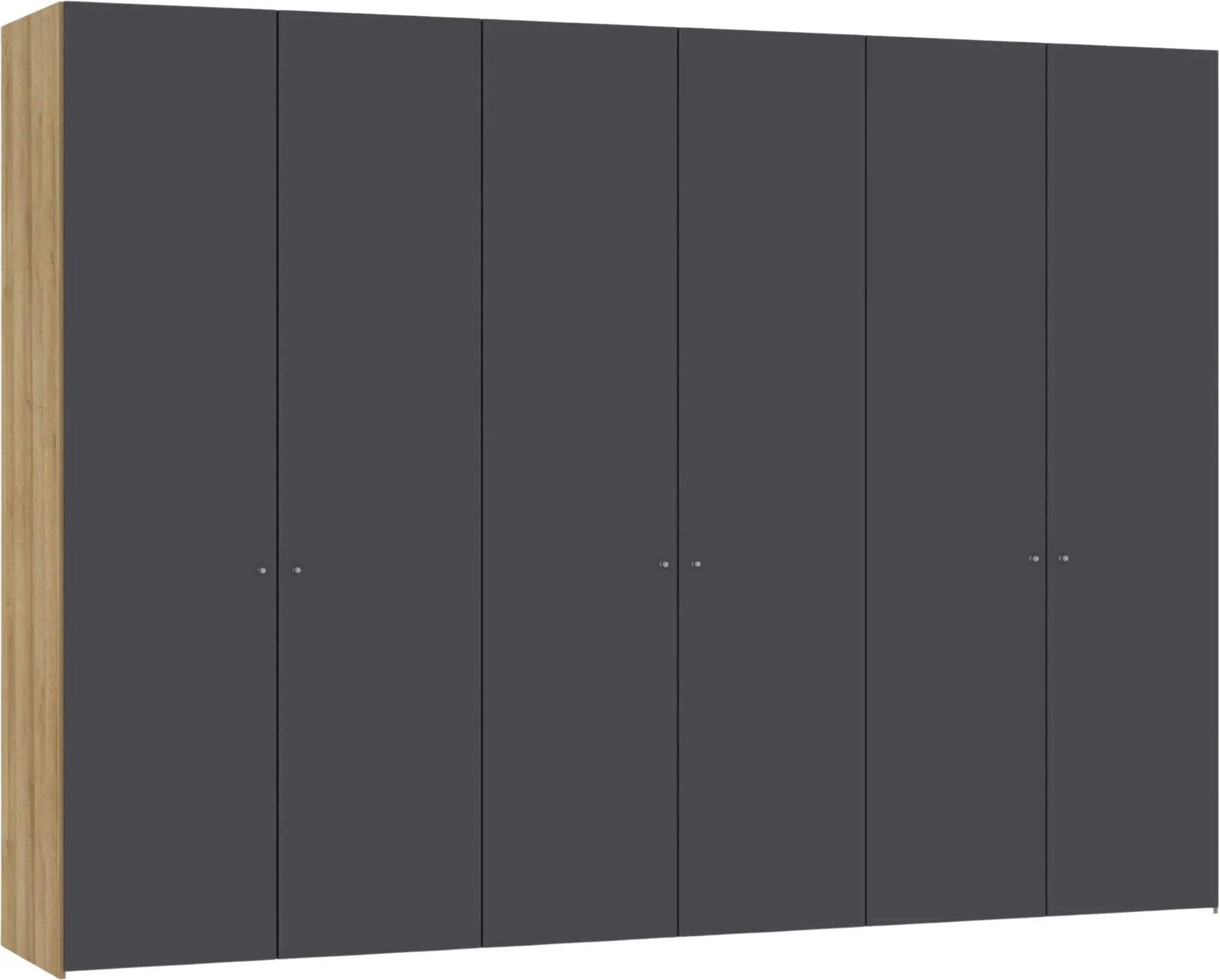 Eleganter Jutzler Kleiderschrank: 6 Türen, anthrazit, zeitloses Design.