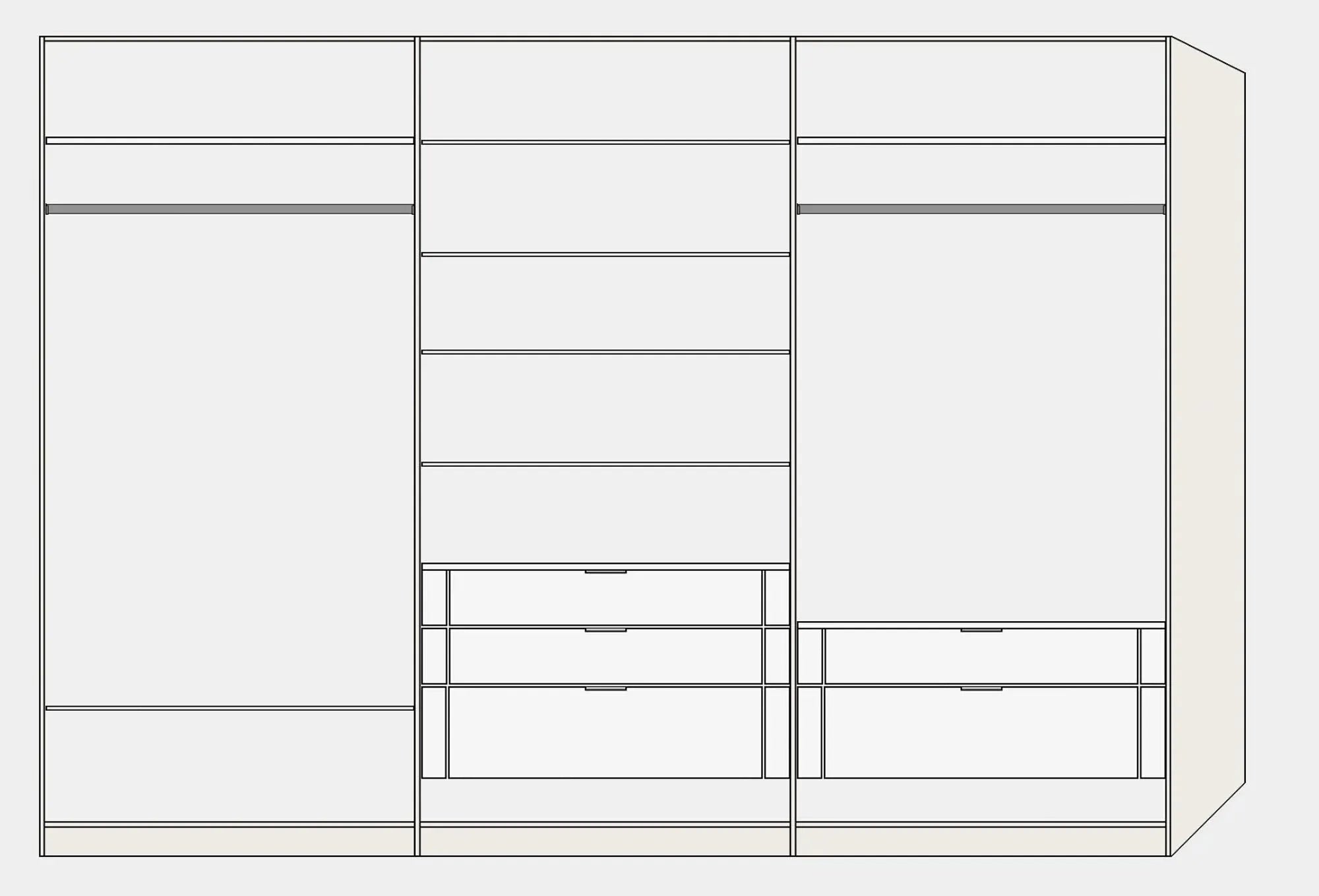 Stilvoller Jutzler 6-Türenschrank in Cremeweiß mit Spiegelakzenten.