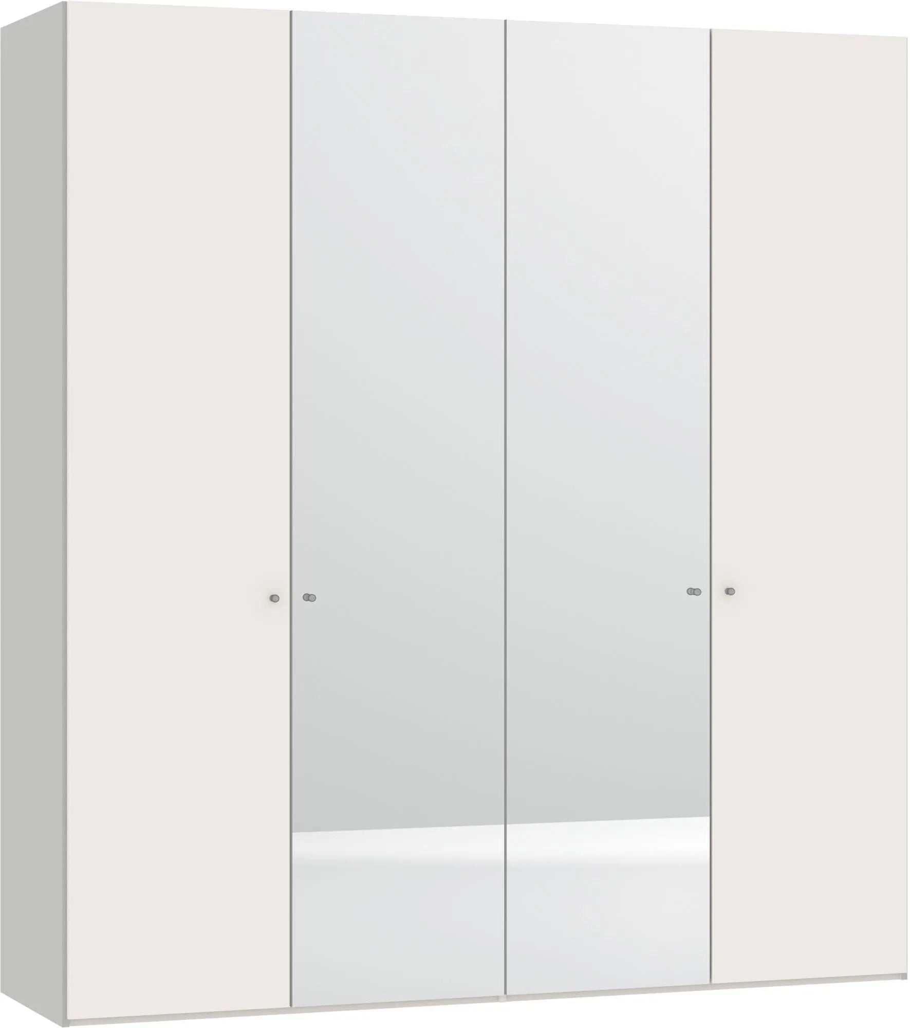 Stilvoller 4-türiger Jutzler Schrank in Cremeweiß mit Spiegelzubehör.