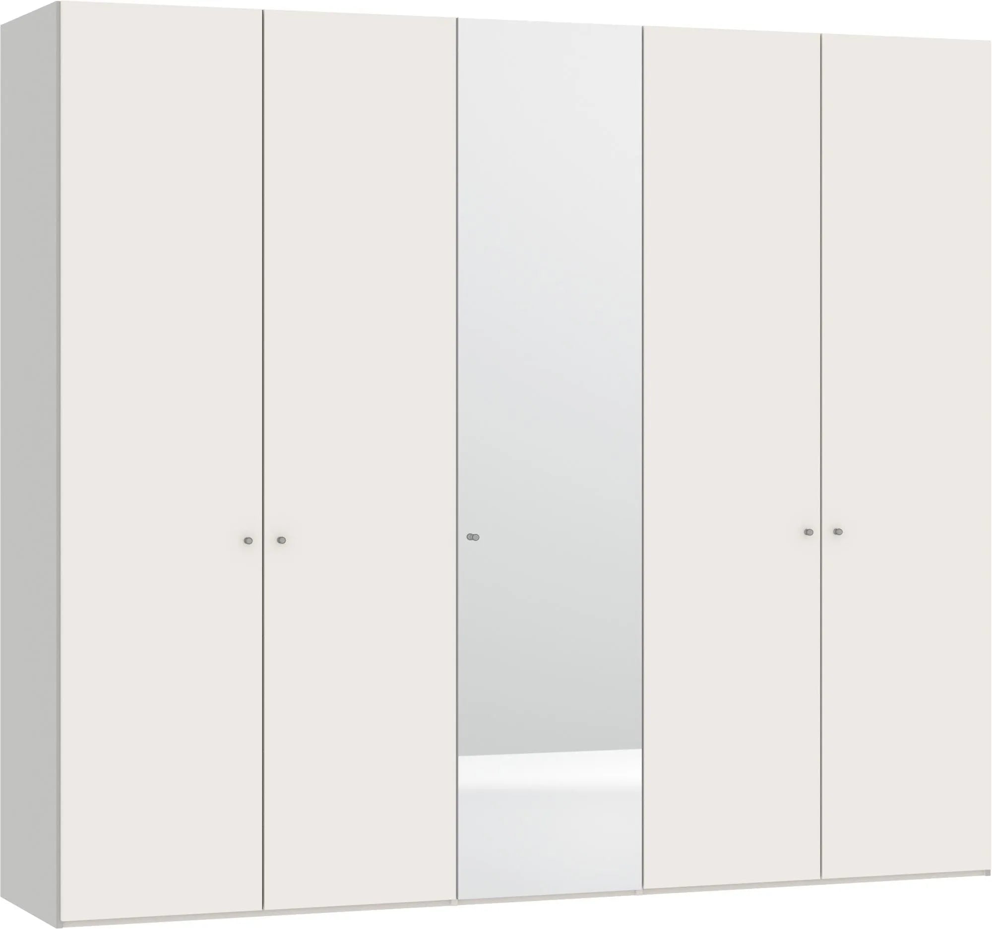Jutzler 5-türiger Drehtürenschrank in Cremeweiß mit Spiegel.