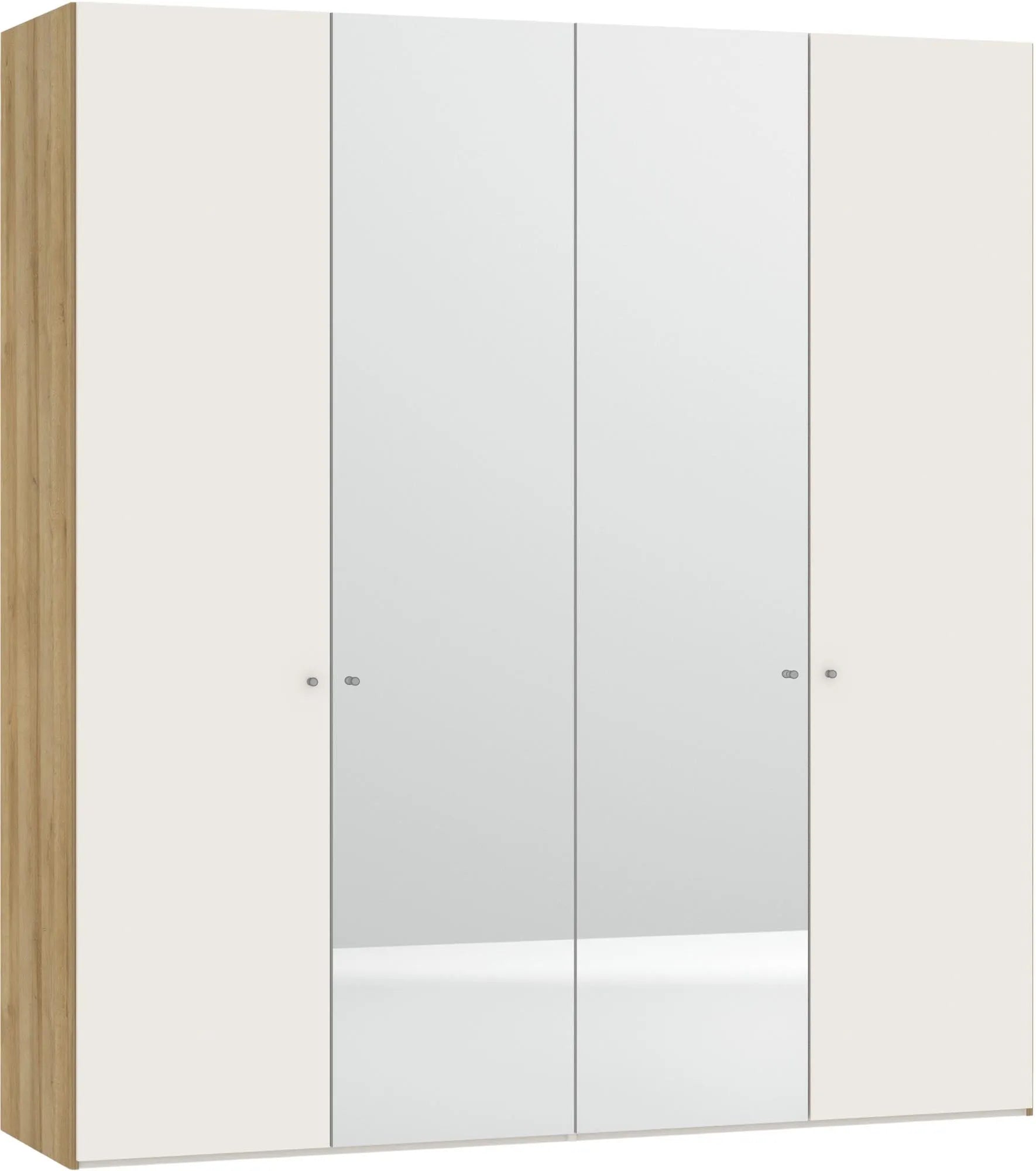 Stilvoller 4-türiger Drehtürenschrank in Cremeweiß mit Spiegel von Jutzler.