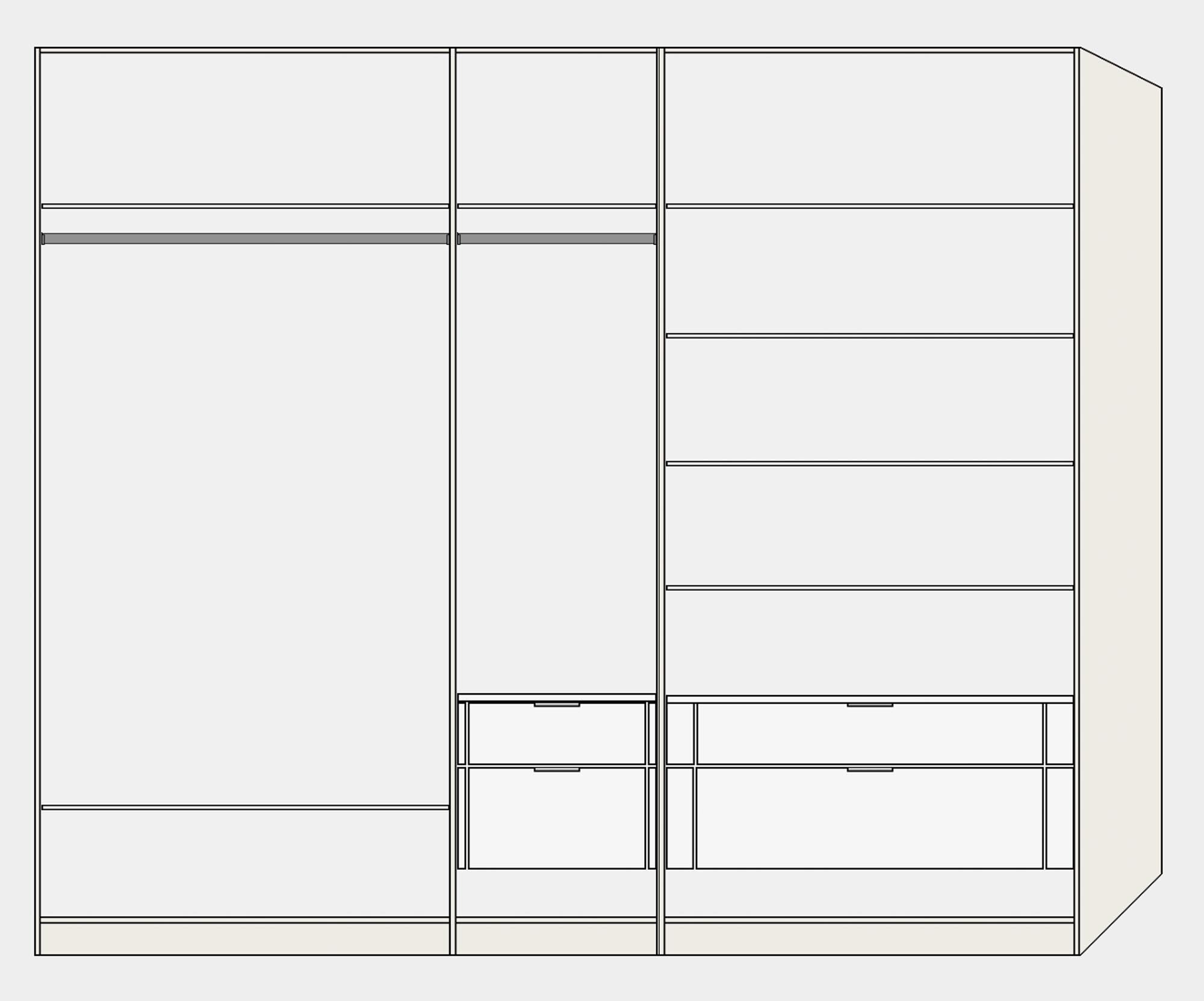 Geräumiger Jutzler Schrank 5-türig Cremeweiß mit Spiegelzubehör.