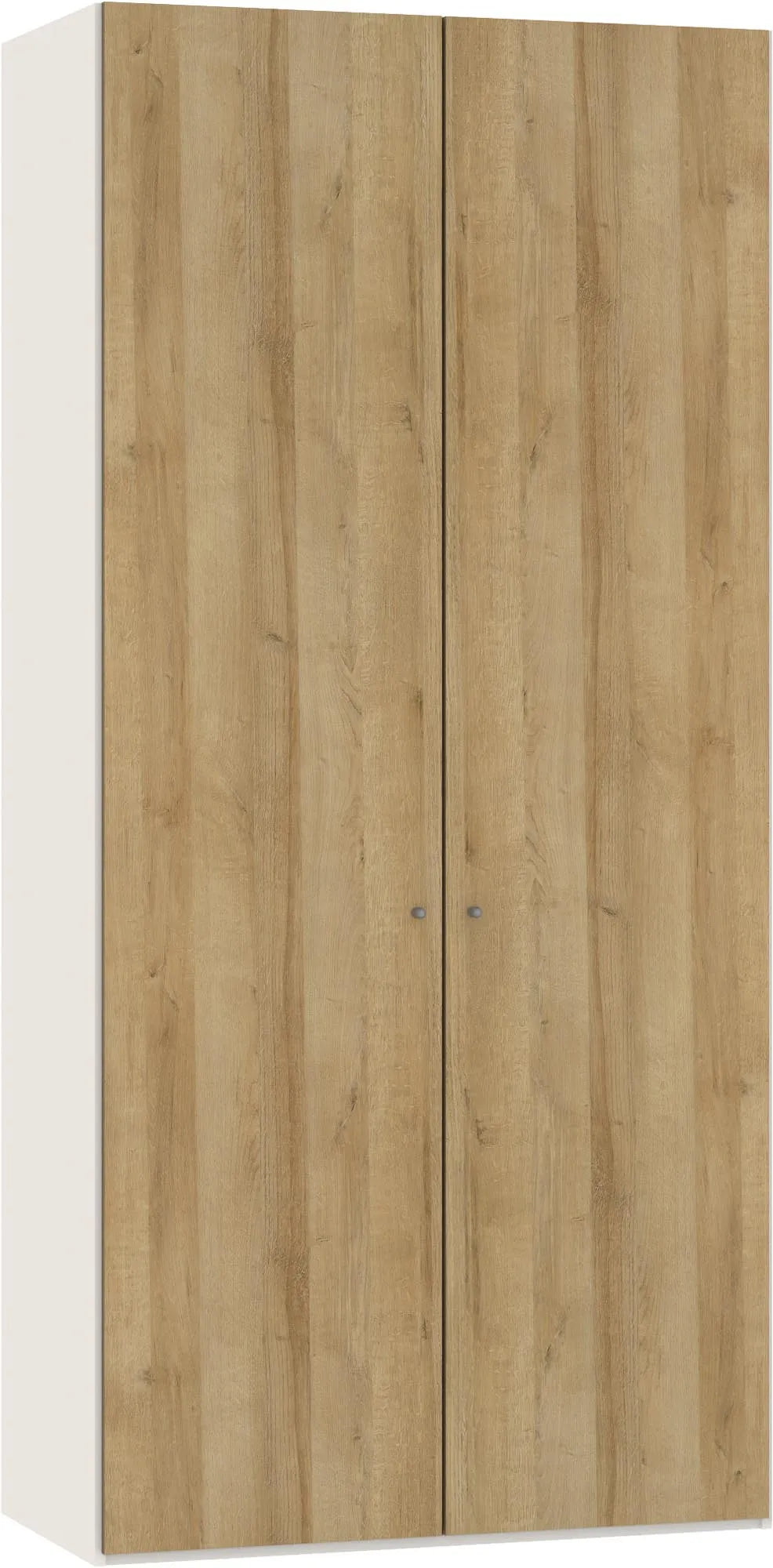 Moderner Jutzler Eiche-Drehtürenschrank mit anpassbarem Zubehör.