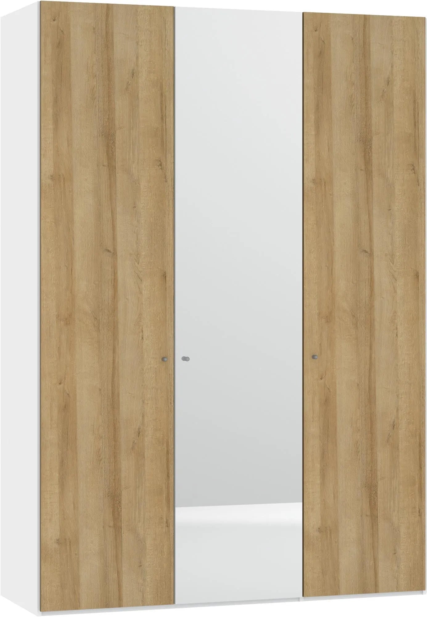 Moderner Jutzler Drehtürenschrank in Eiche mit drei Spiegeltüren.