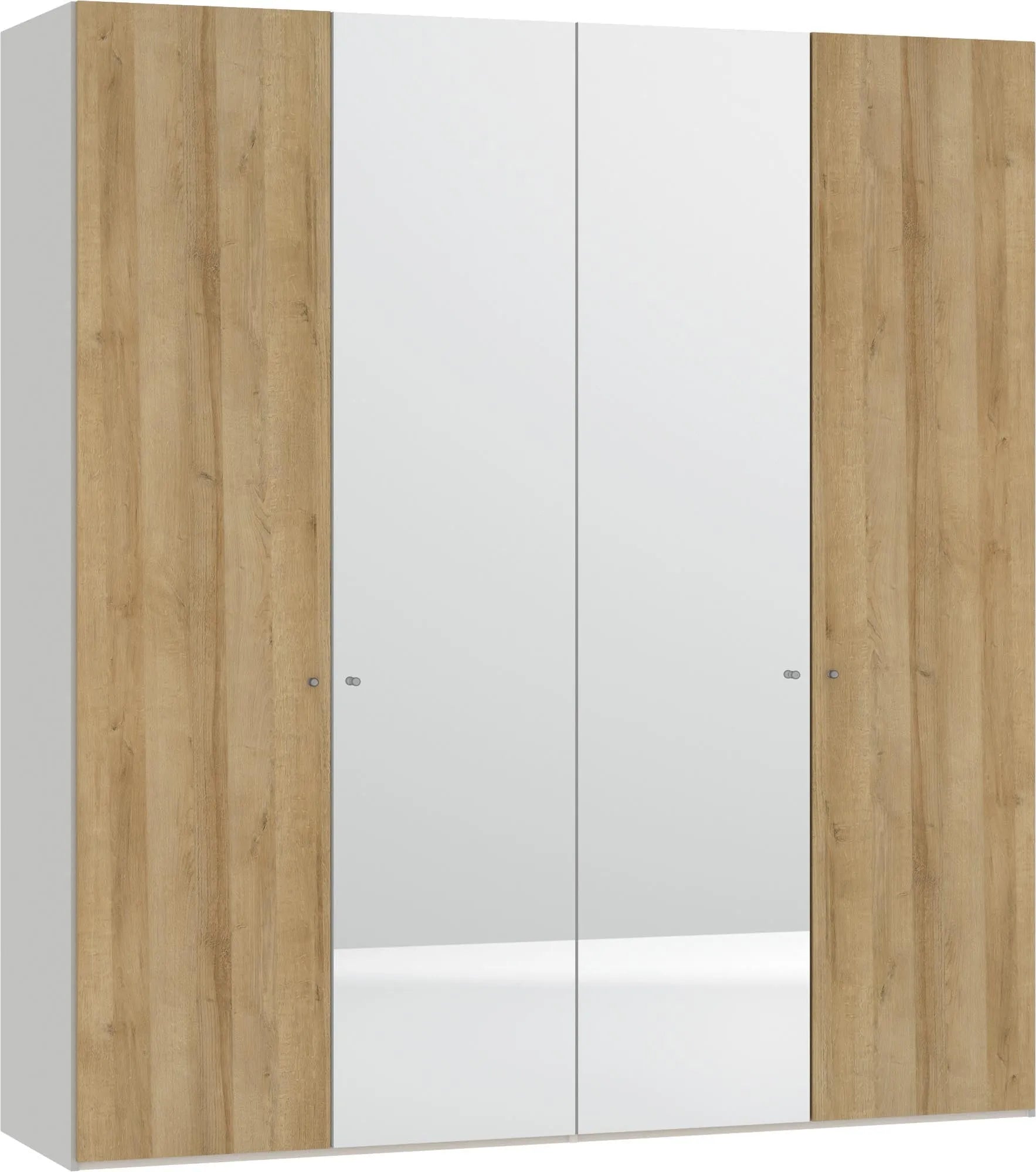 Eleganter Jutzler Schrank: 4 Türen, Eiche, Spiegel, inkl. Zubehör.
