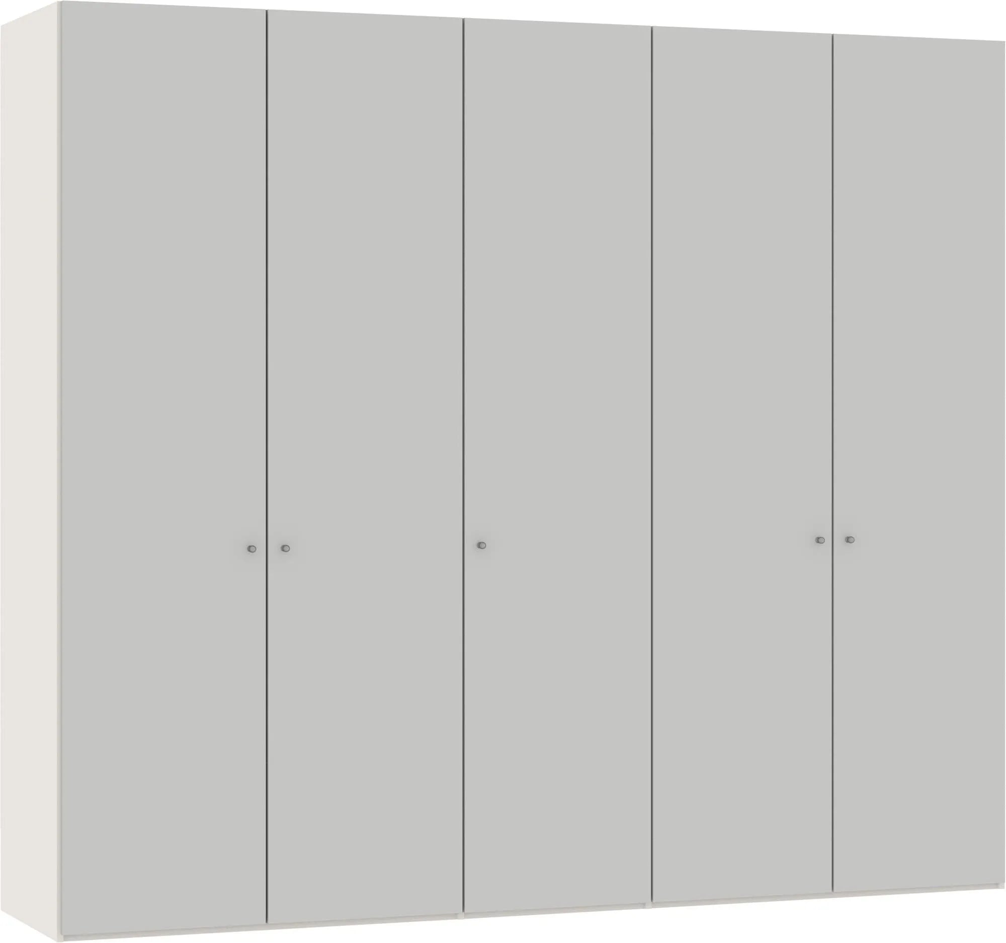Stilvoller Jutzler Drehtürenschrank 5-türig in Hellgrau mit Zubehör.