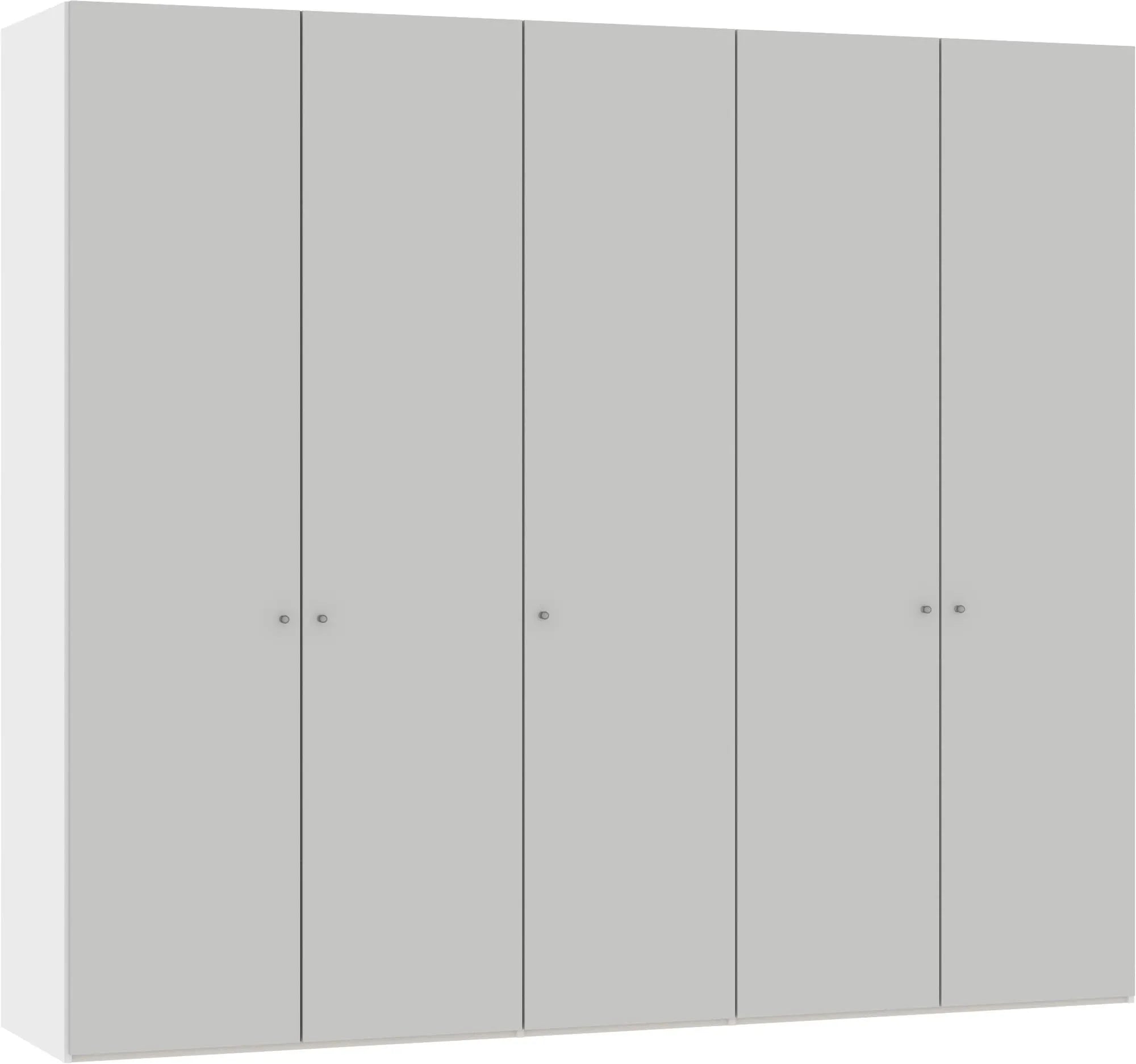 Geräumiger Jutzler Drehtürenschrank 5-türig in modernem Hellgrau.