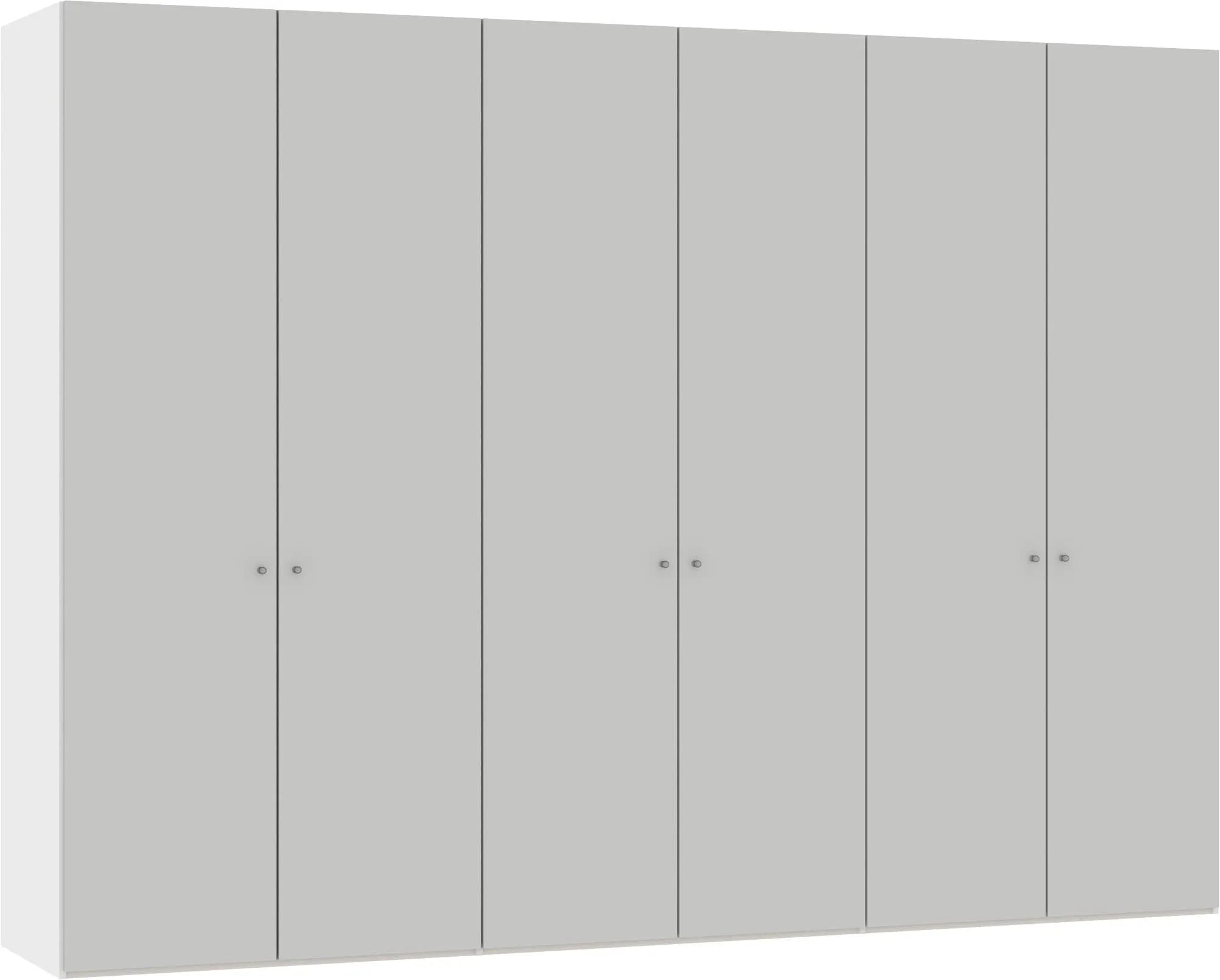 Stilvoller Jutzler Drehtürenschrank 6-türig in zeitlosem Hellgrau.