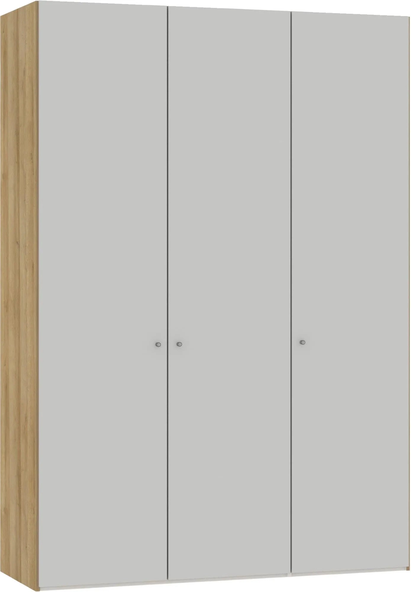 Moderner Jutzler Drehtürenschrank 3-türig hellgrau mit Zubehör.