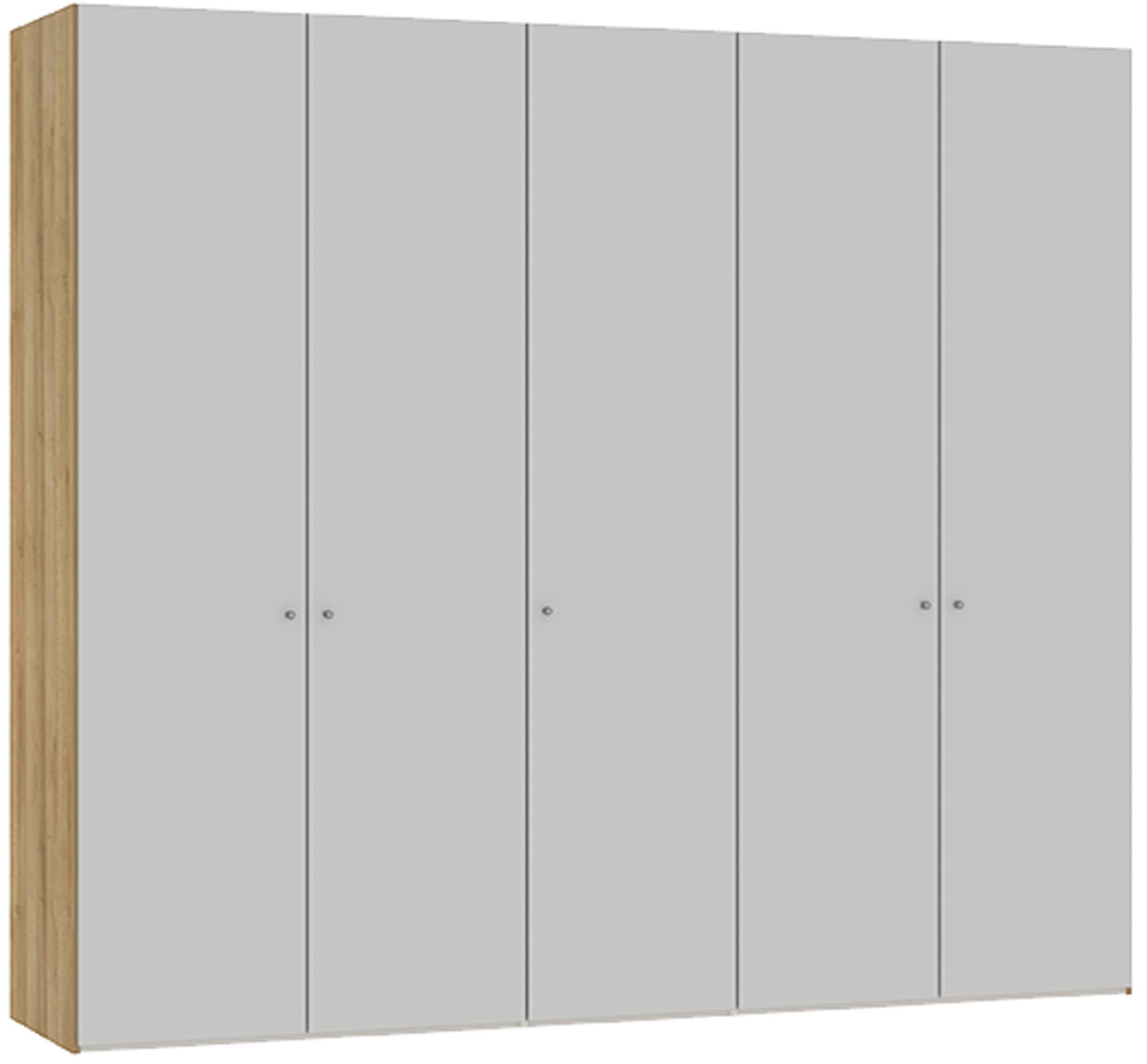Jutzler 5-türiger Drehtürenschrank hellgrau mit praktischem Zubehör.
