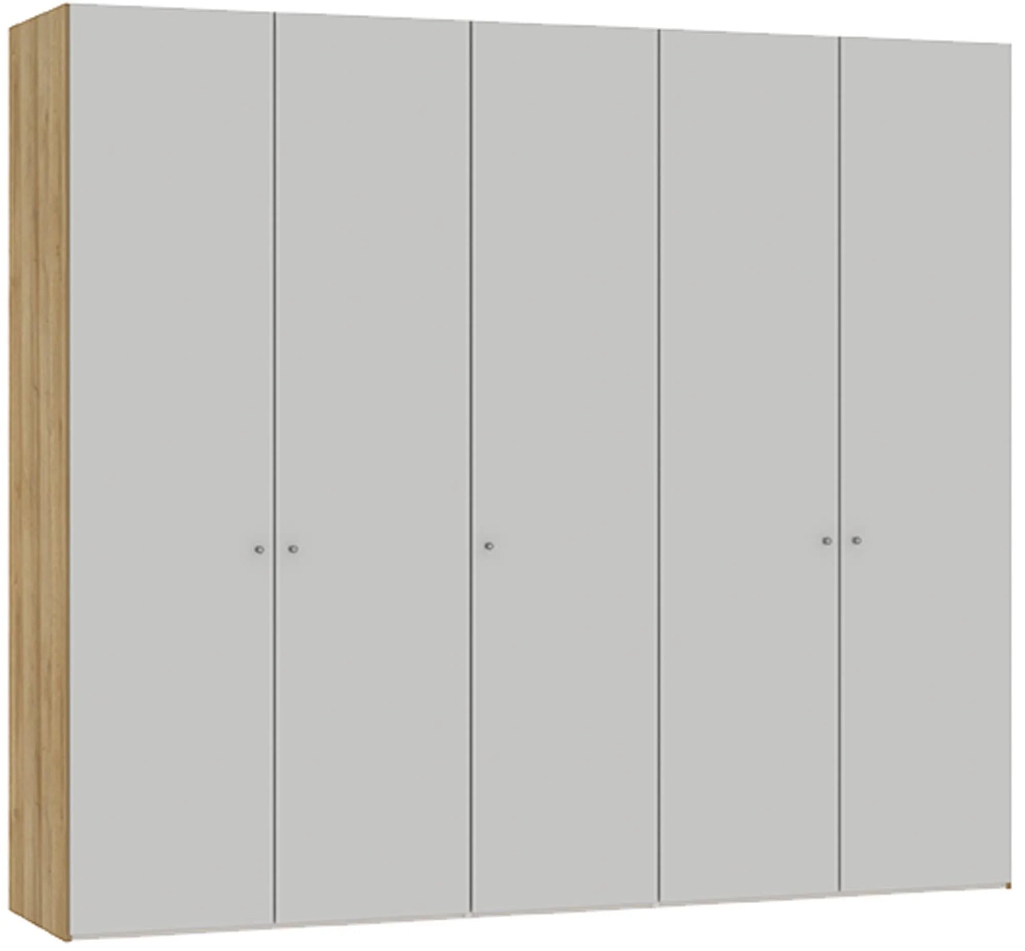 Jutzler 5-türiger Drehtürenschrank hellgrau mit praktischem Zubehör.