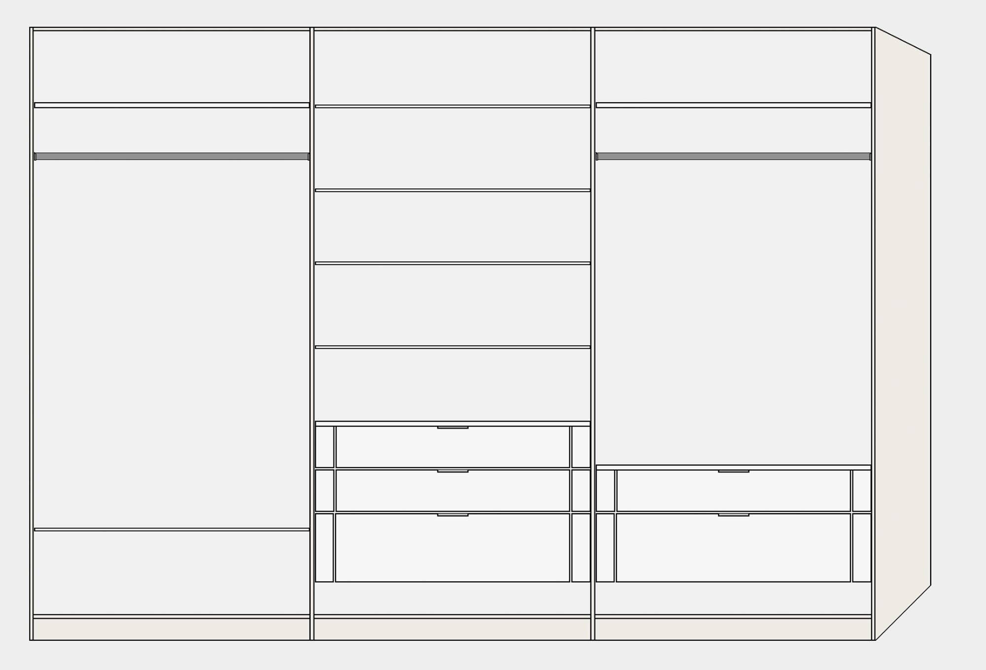 Eleganter 6-türiger Drehtürenschrank in Premiumweiss von Jutzler. Hochwertige Materialien und individuelle Innenausstattung für optimalen Stauraum.