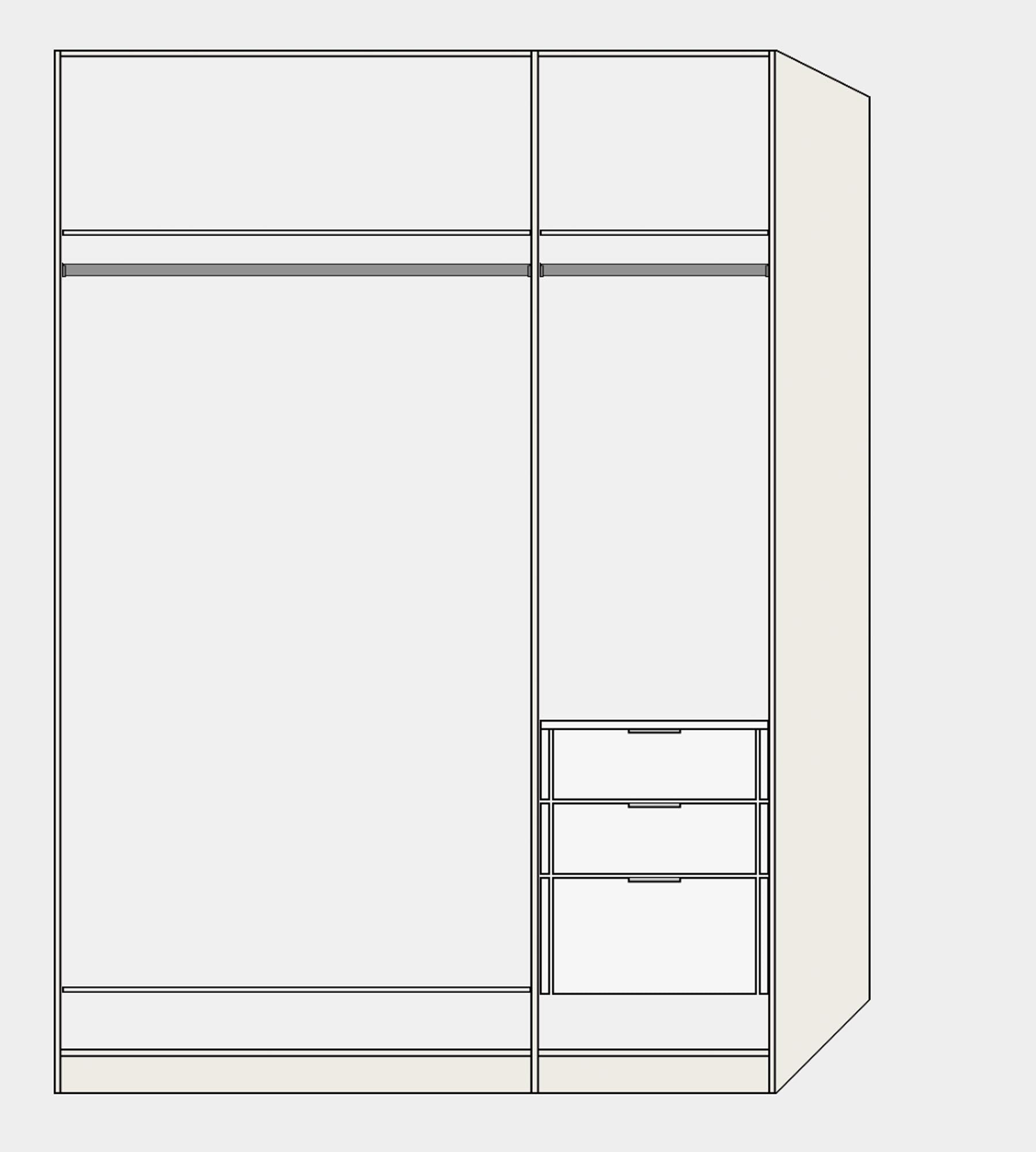 Moderner Jutzler Drehtürenschrank 3-türig in Premiumweiß mit Extras.