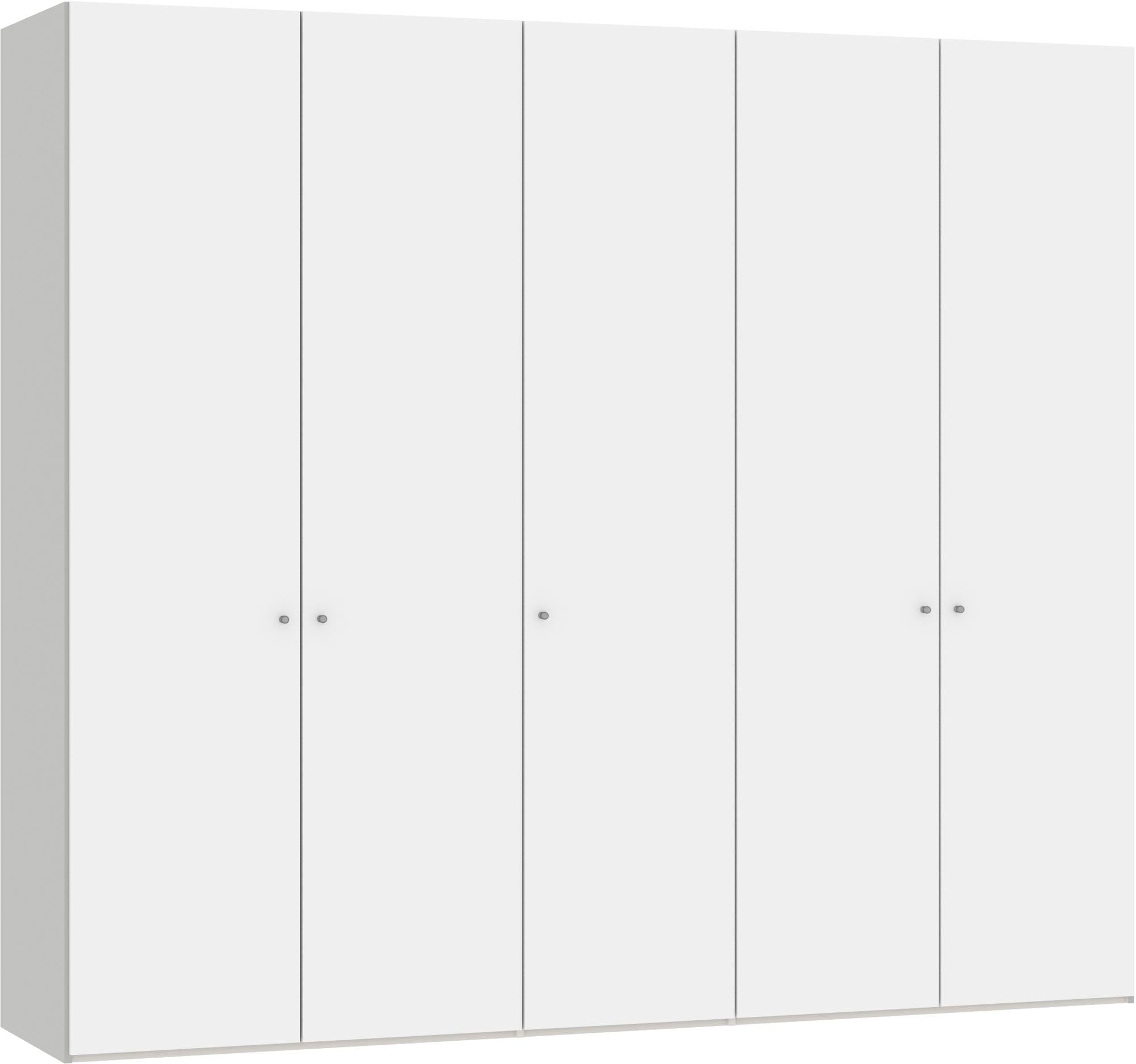 Jutzler 5-türiger Drehtürenschrank in Premiumweiss mit Zubehör.