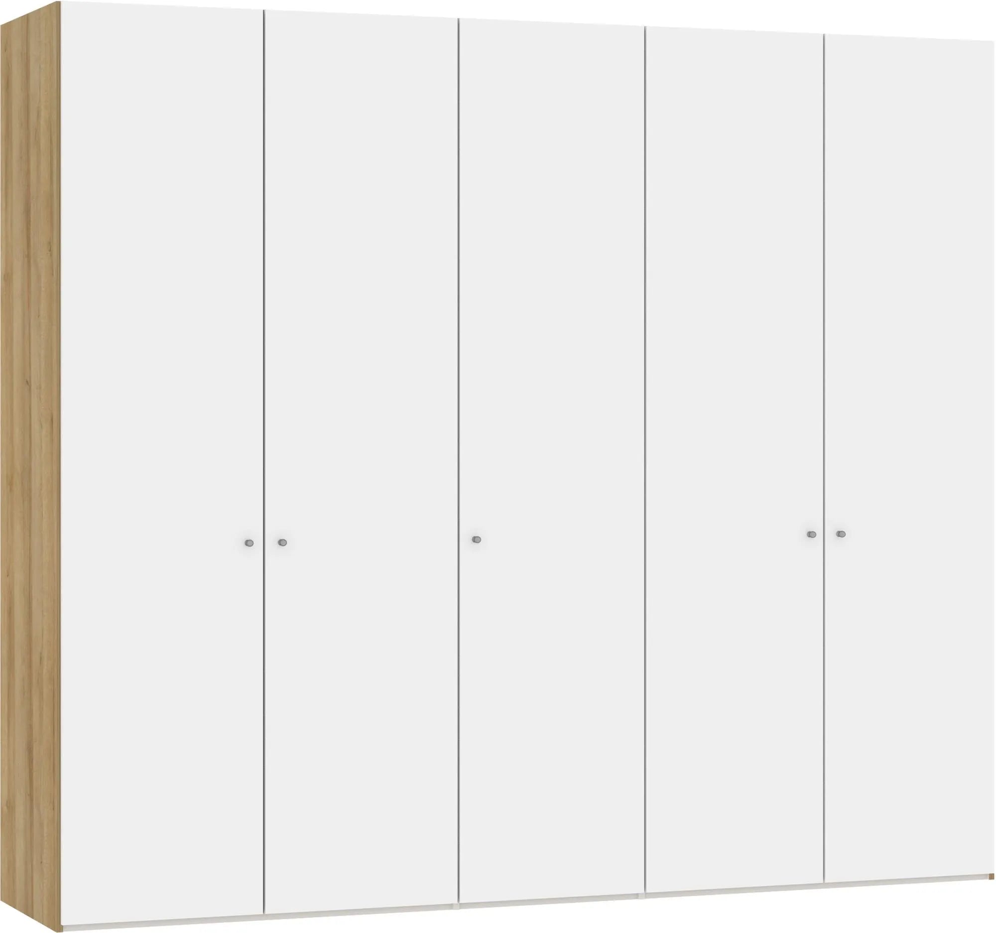 Eleganter 5-türiger Jutzler Schrank in Premiumweiß mit Zubehör.