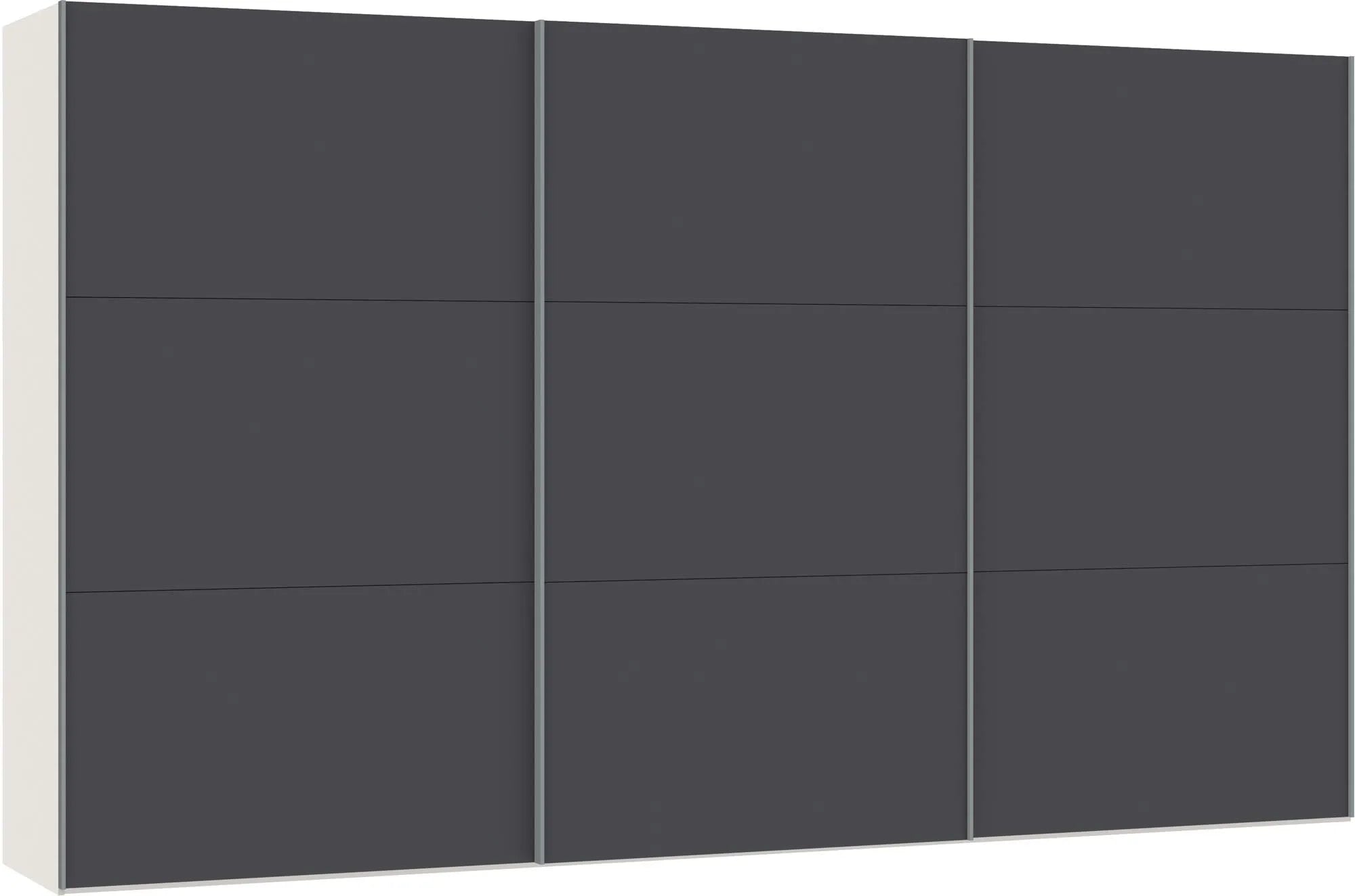 Eleganter Jutzler Schwebetürenschrank Anthrazit mit Zubehör.