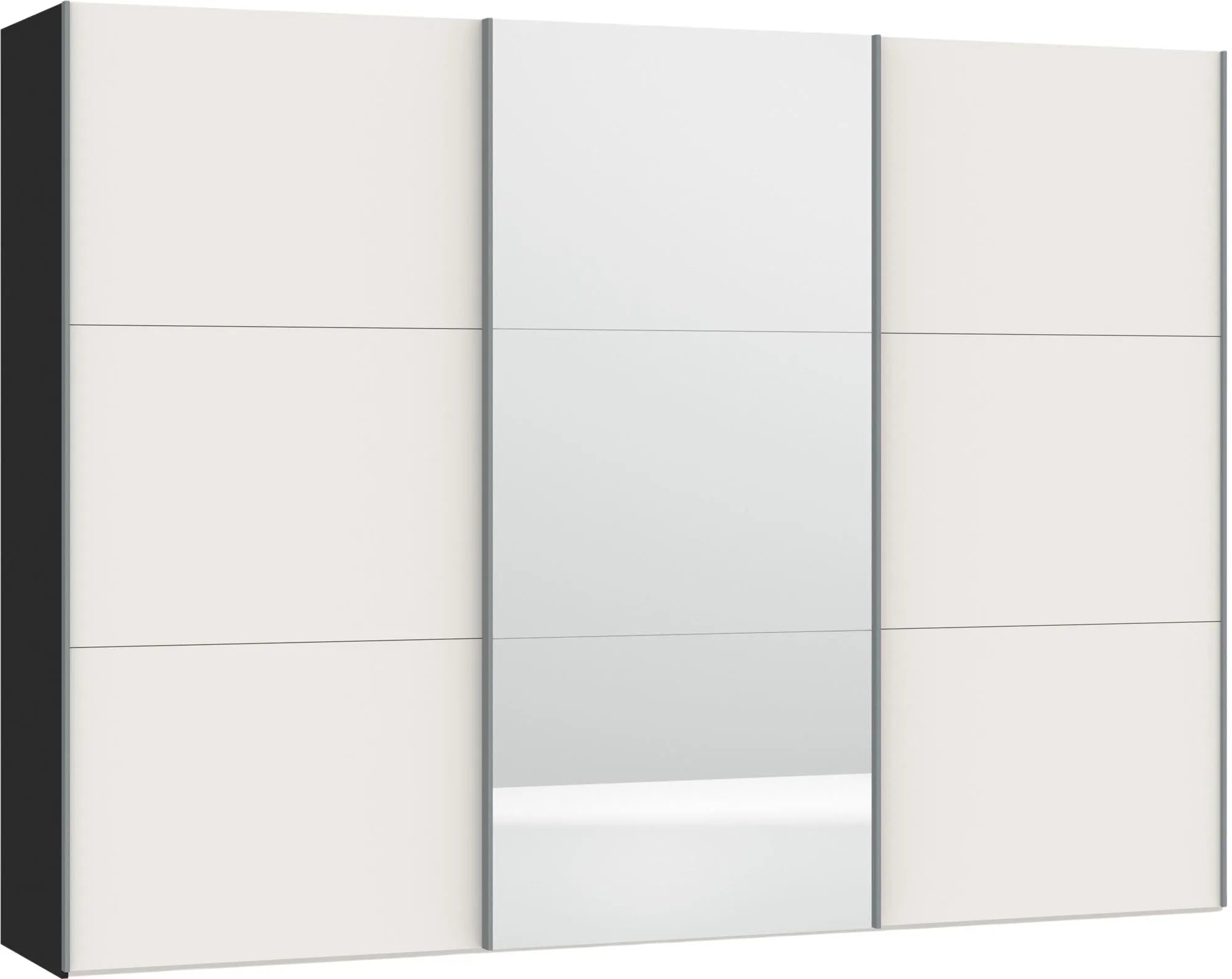 Jutzler Schwebetürenschrank XL: Cremeweiß mit Spiegel, stilvoll & geräumig.