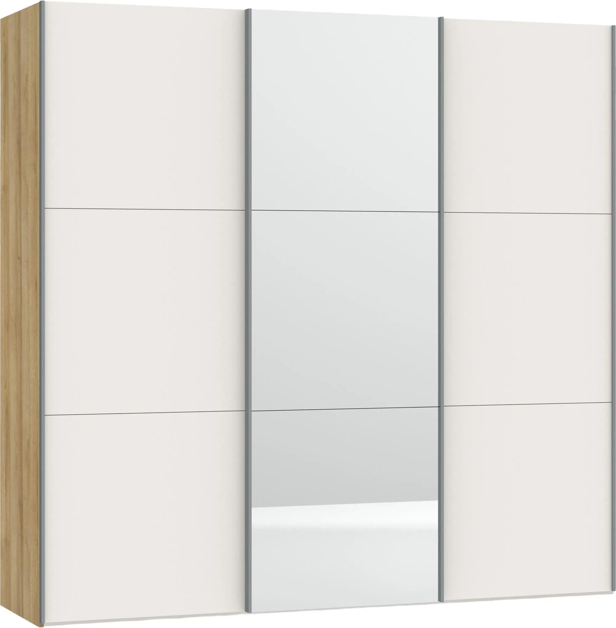 Jutzler Schwebetürenschrank S: Modernes Design in Cremeweiß/Spiegel.
