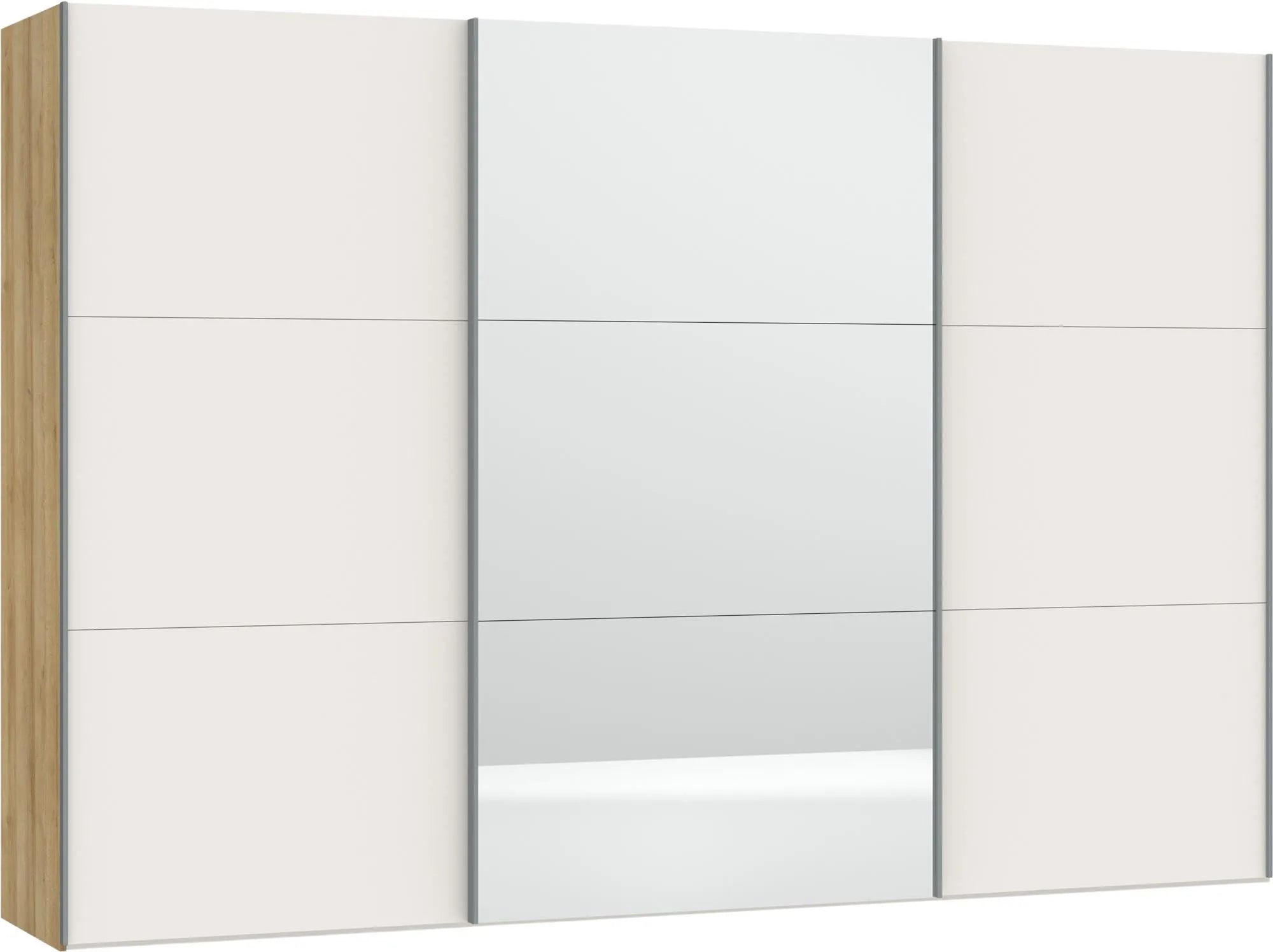Eleganter Jutzler Schwebetürenschrank in Cremeweiß mit Spiegel.