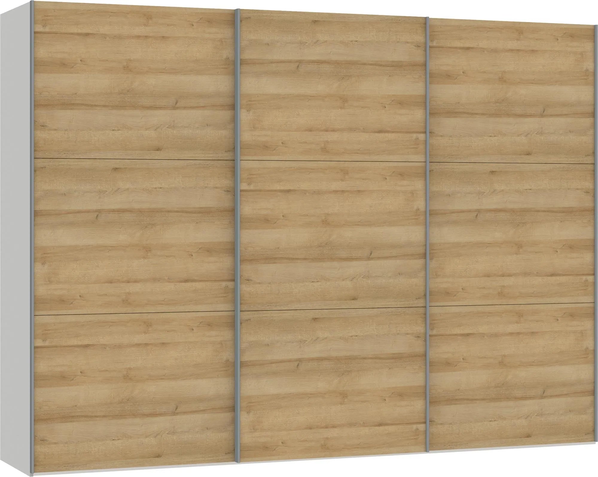 Geräumiger Jutzler Schwebetürenschrank XL Eiche mit Zubehör-Set.